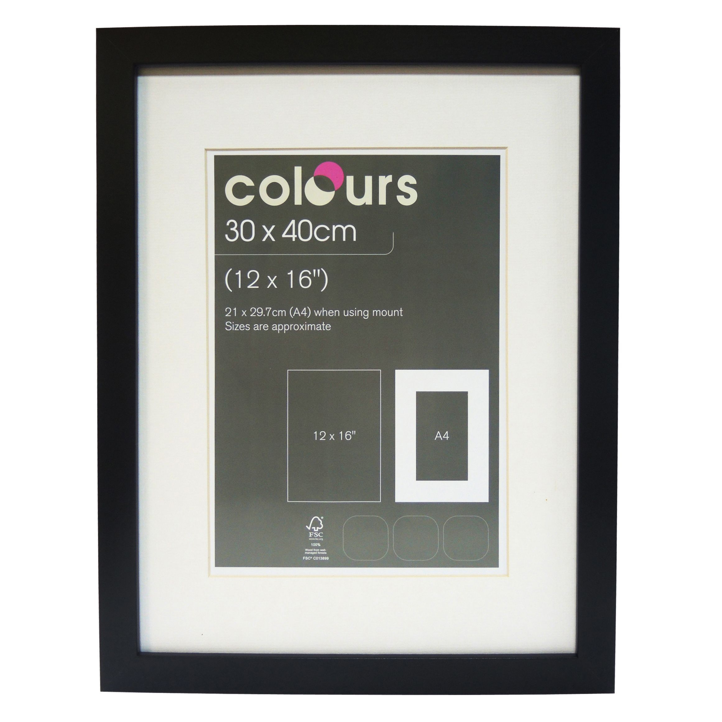 Black Single Frame Mdf Picture Frame (h)400mm X (w)300mm 