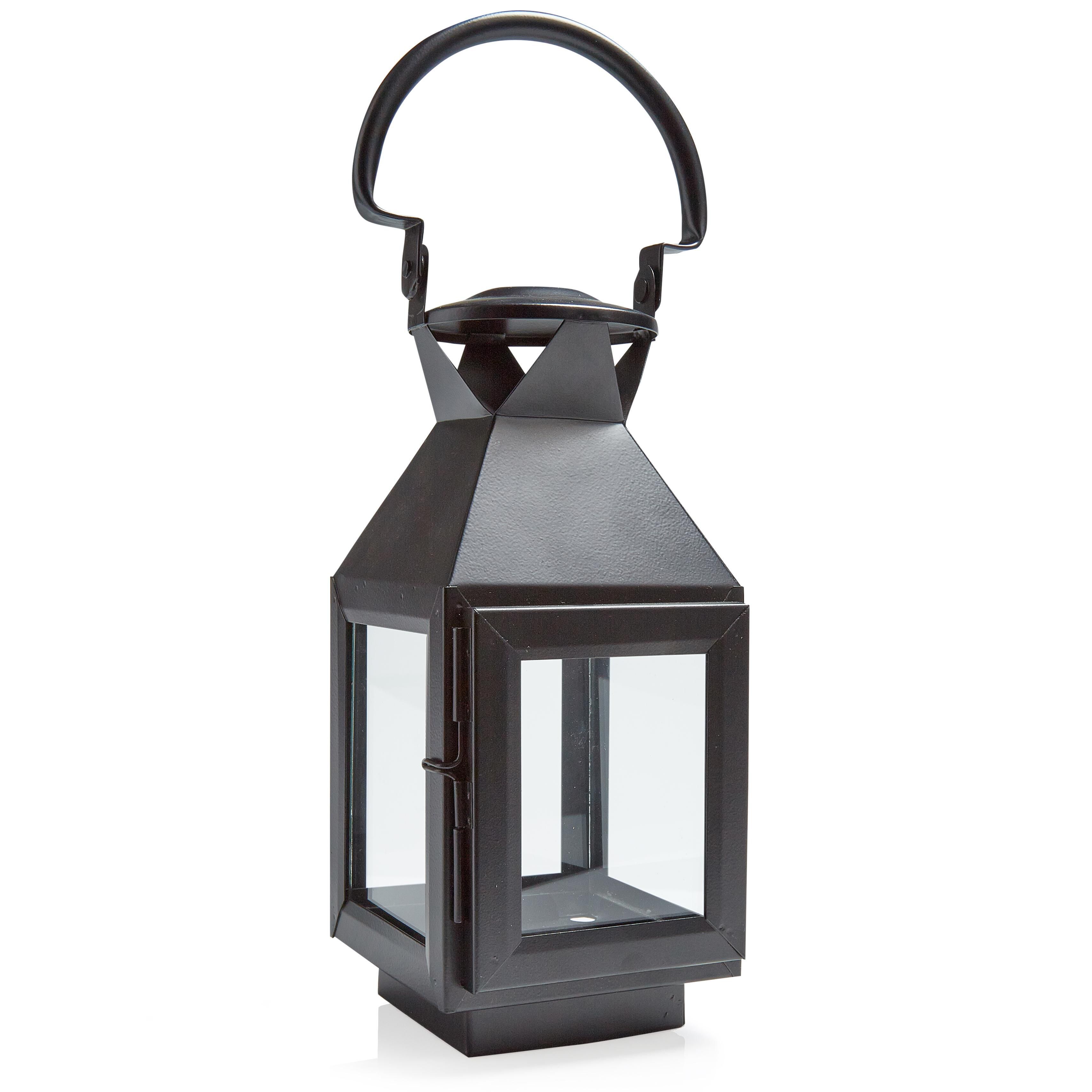 Black Matt Iron And Glass Hurricane Lantern Small Departments Diy At Bandq