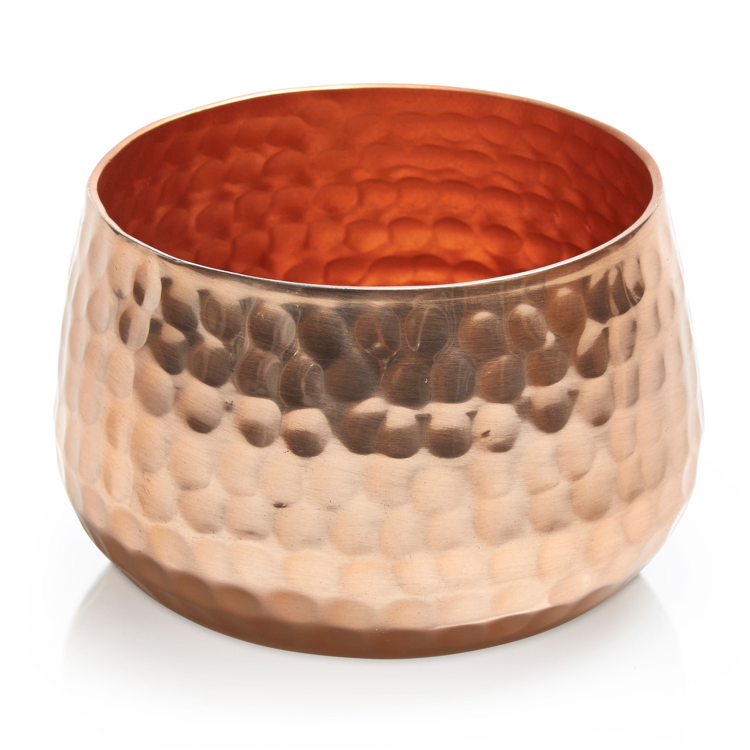 Colours Copper effect Hammered Aluminium Votive holder, Small
