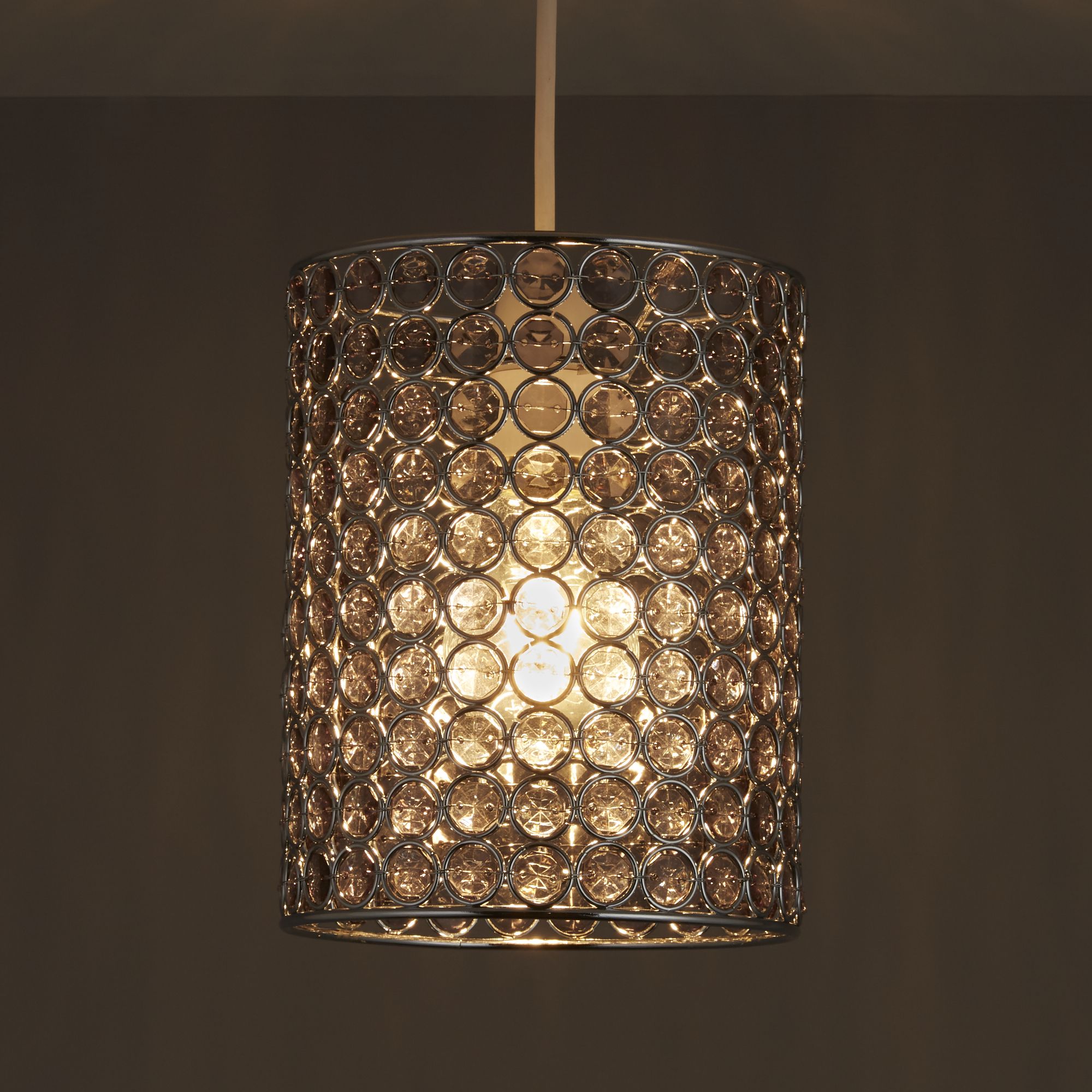 Colours Mokena Smokey Crystal effect Beaded Light shade (D)160mm
