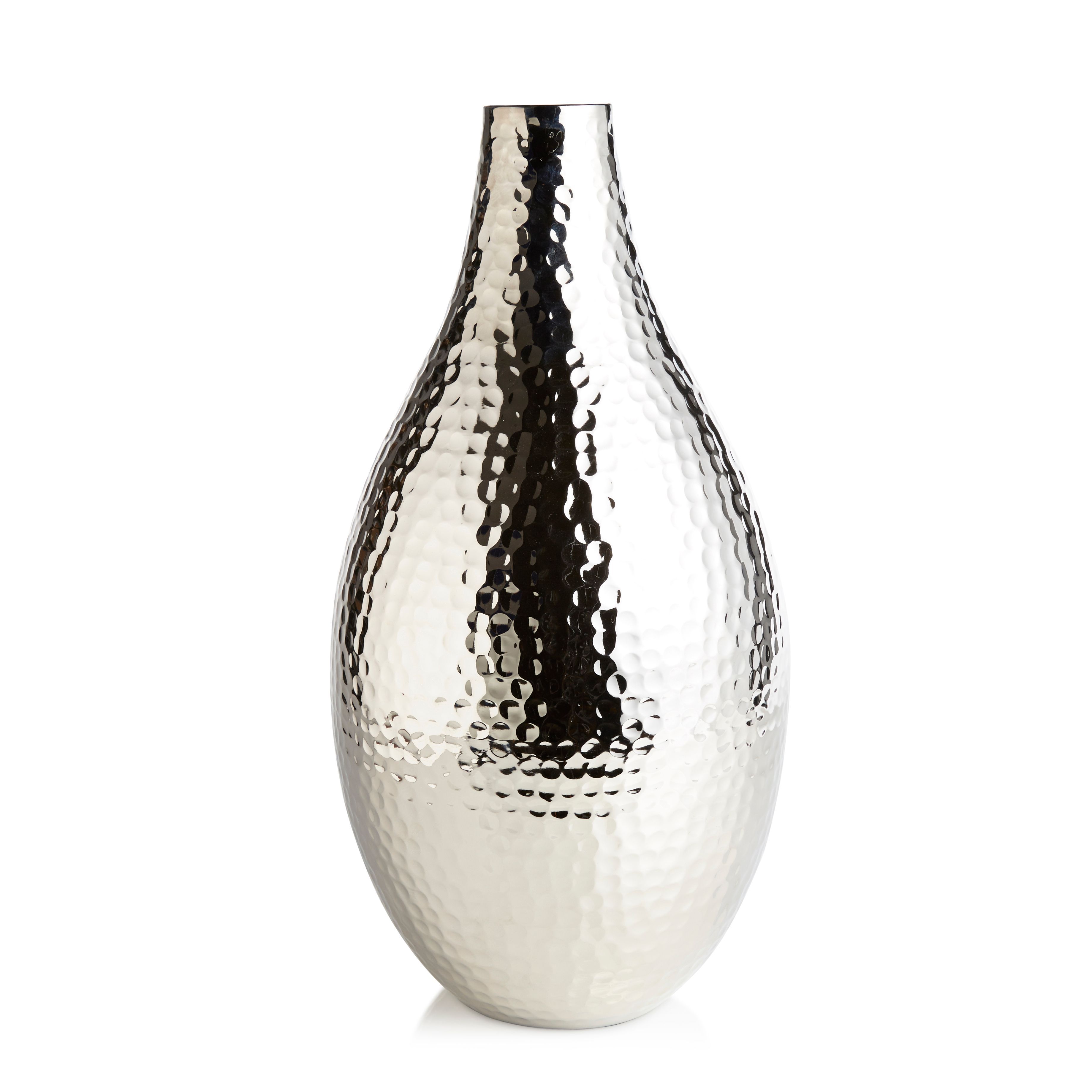 Colours Nickel effect Hammered Aluminium Bottle vase | Departments ...