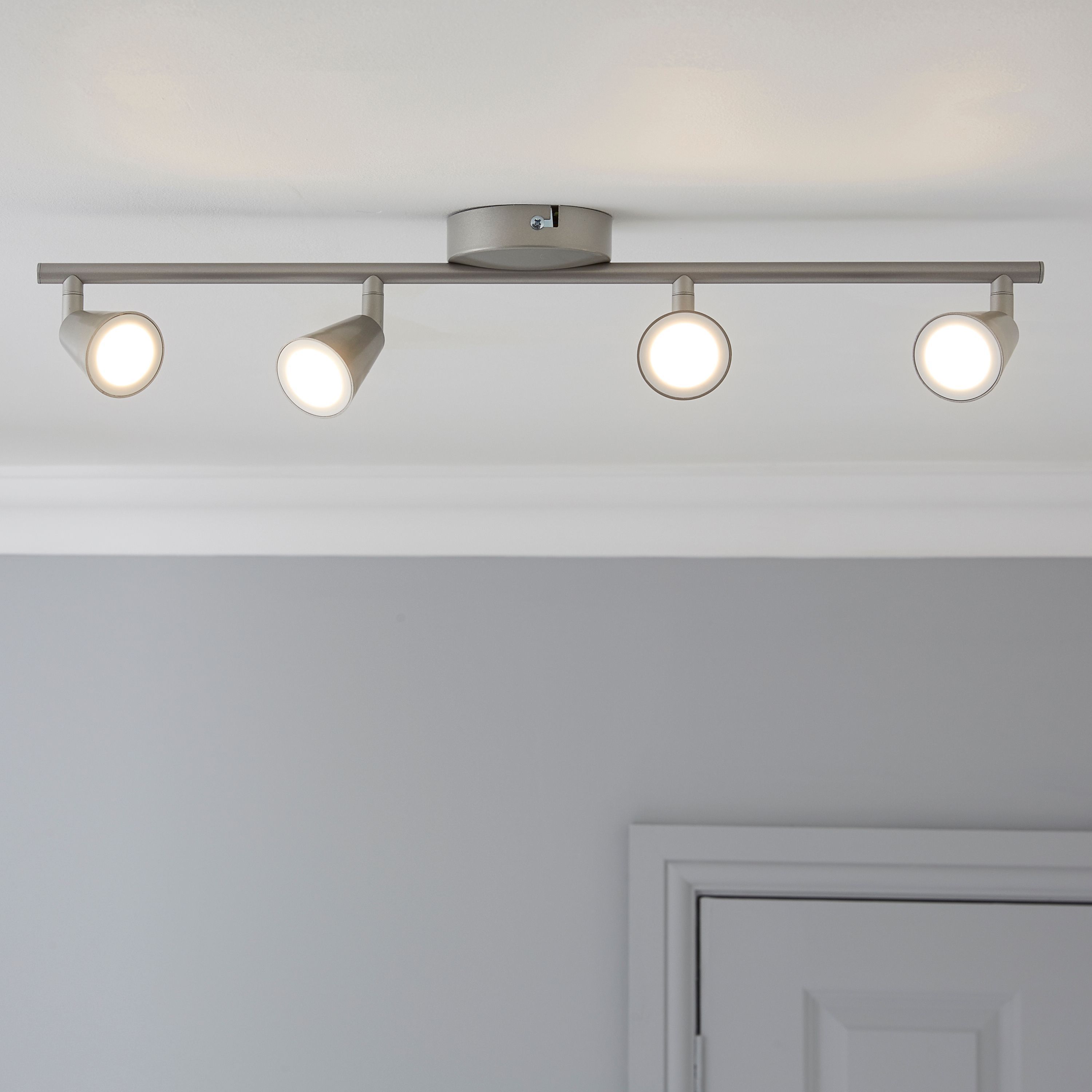 Koro Nickel effect 4 Lamp Ceiling spotlight | Departments | DIY at B&Q