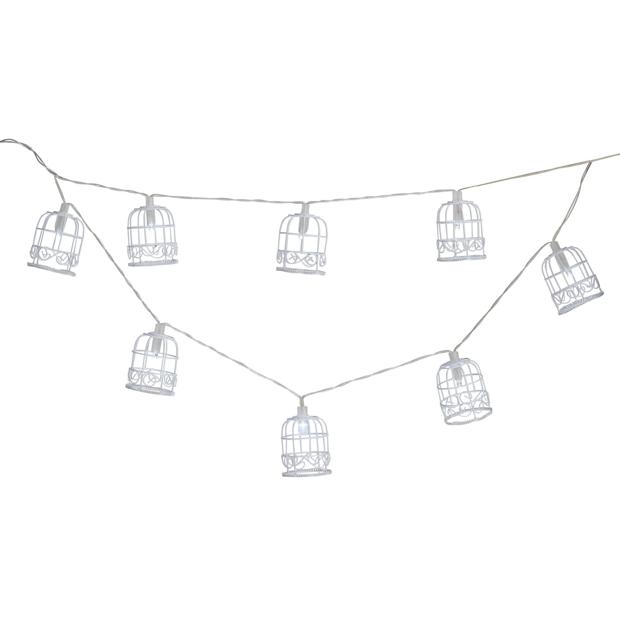 Blooma Elly Solar Powered White 10 LED Bird Cage String Lights Departments DIY at B&Q