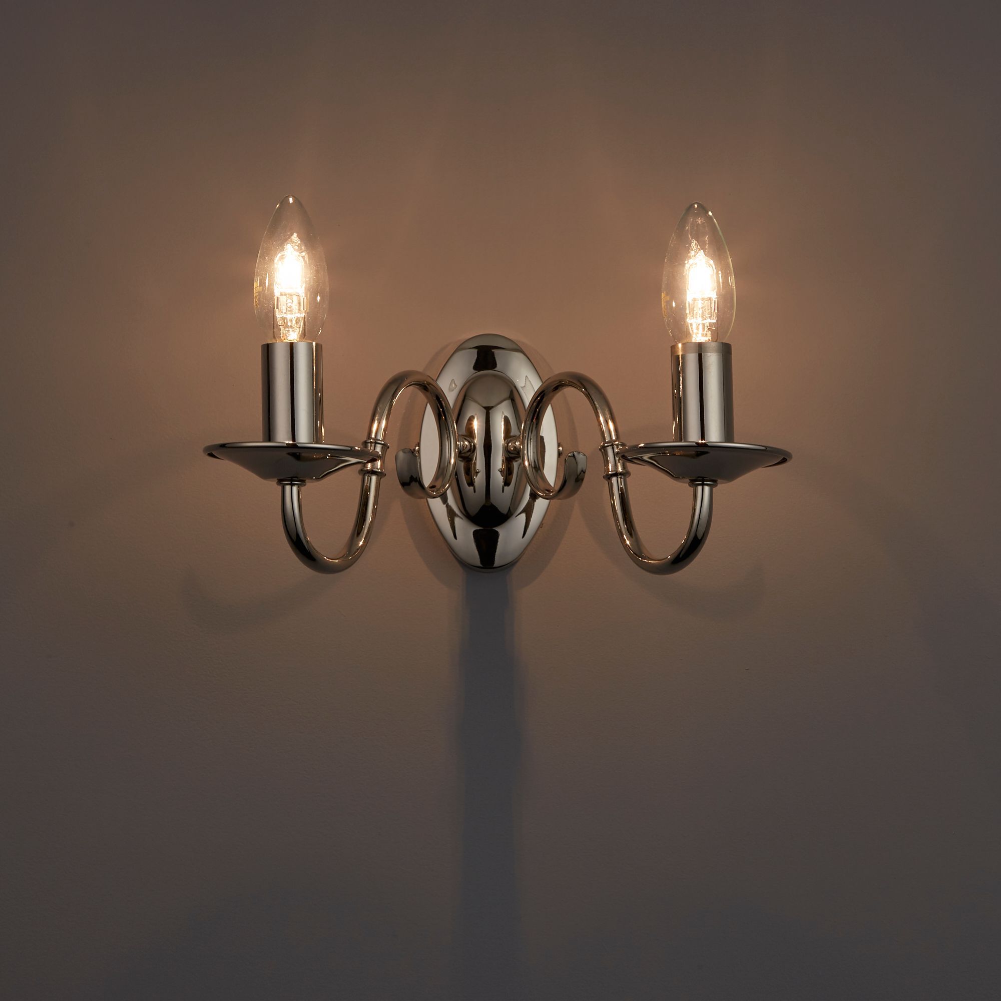 Manning Polished Nickel effect Double Wall light Departments DIY at B&Q