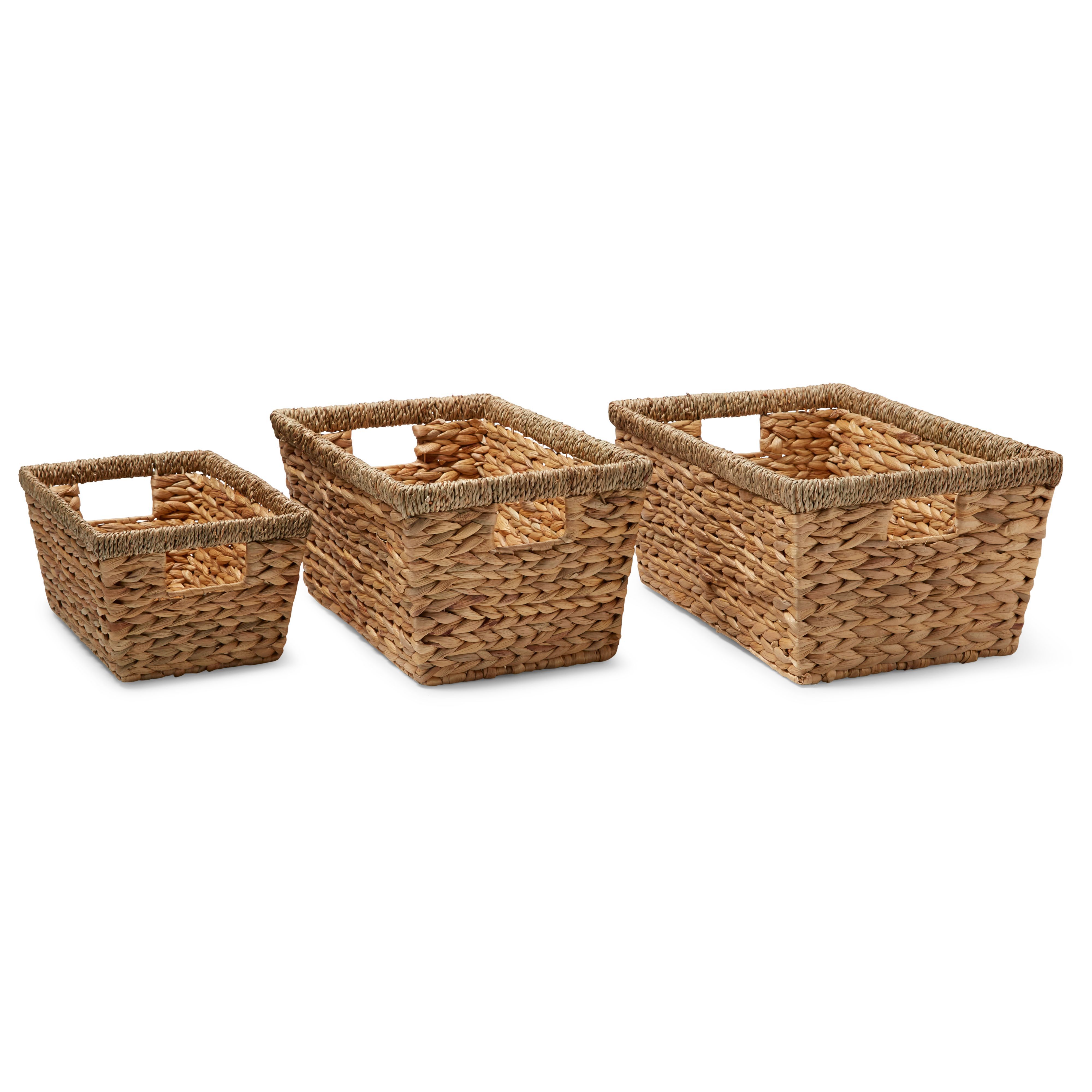 Water hyacinth & seagrass Stackable Storage basket, Set of 3 ...