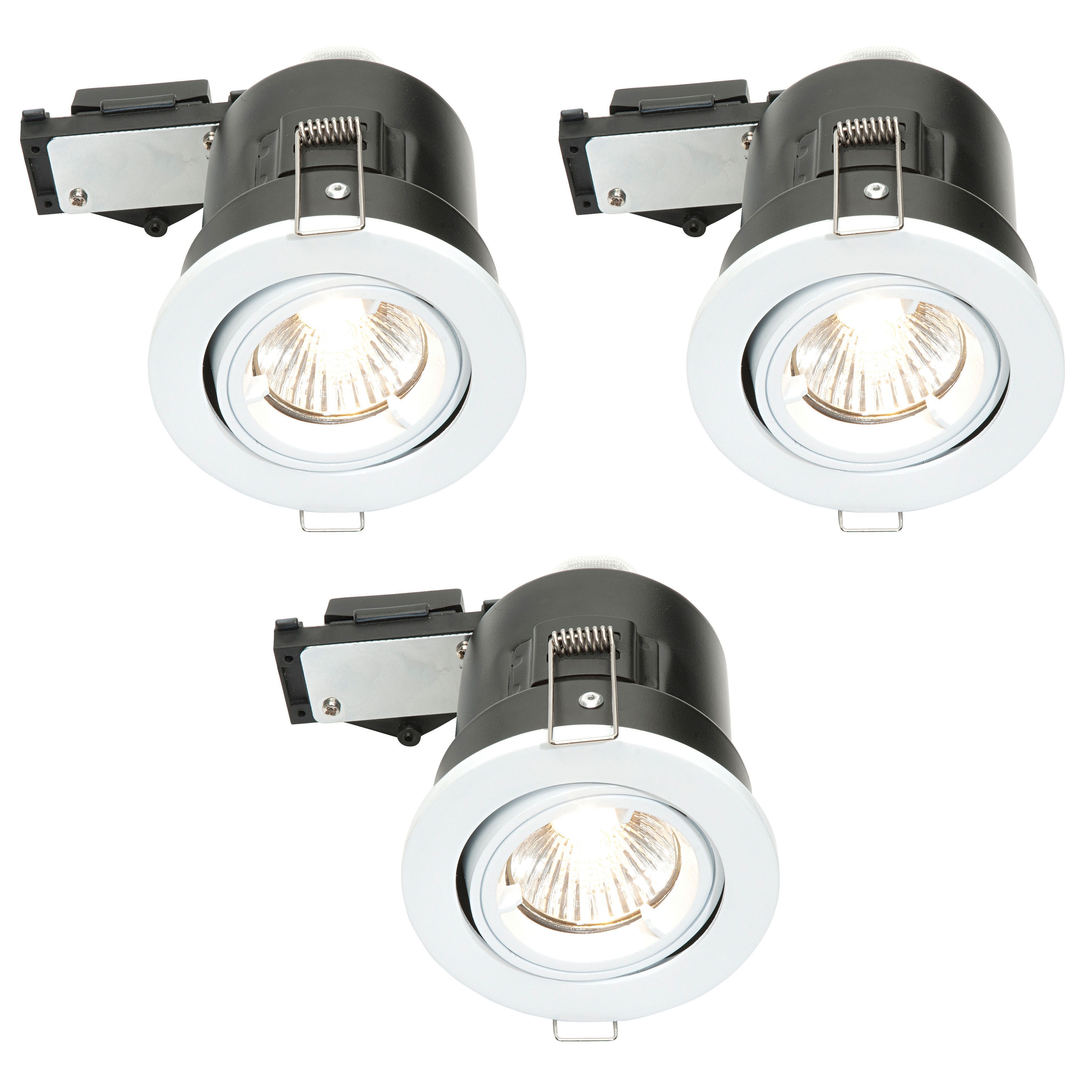 Diall White Gloss LED Adjustable Downlight 3.5 W IP23, Pack Of 3 ...