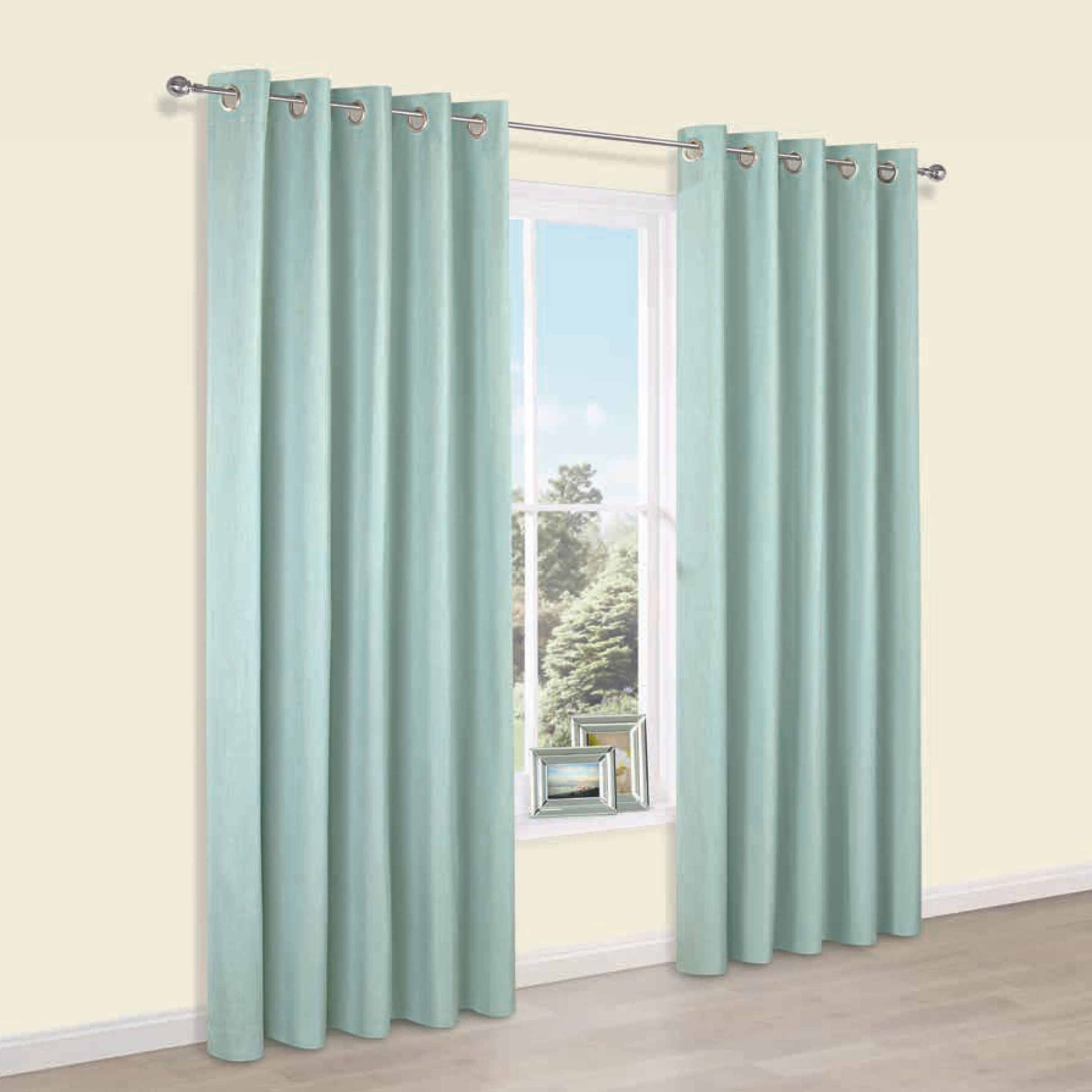 Durene Duck Egg Plain Blackout Eyelet Curtains W 167cm L 228cm