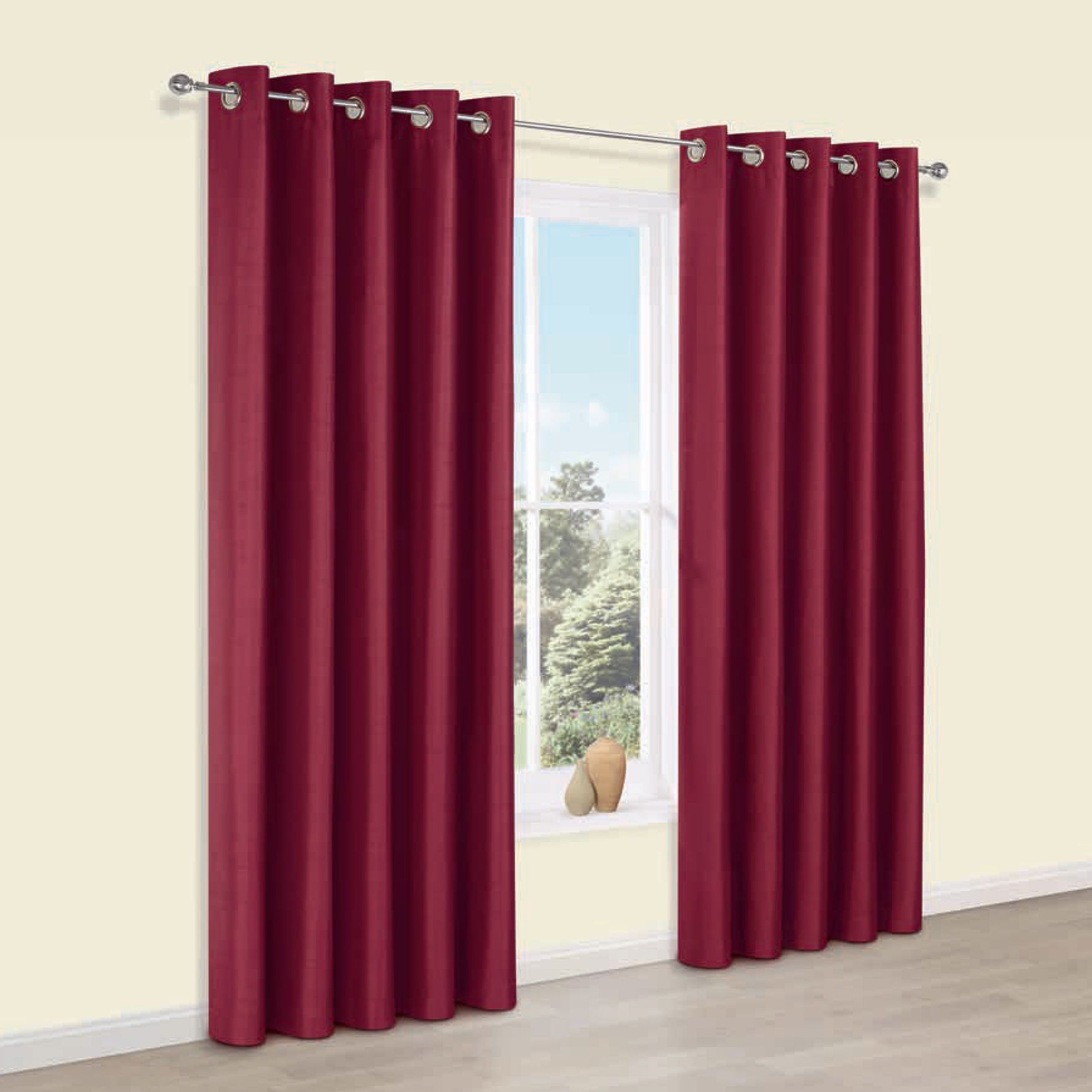 Edlyn Red Plain Blackout Eyelet Curtains W 167cm L 183cm Pair