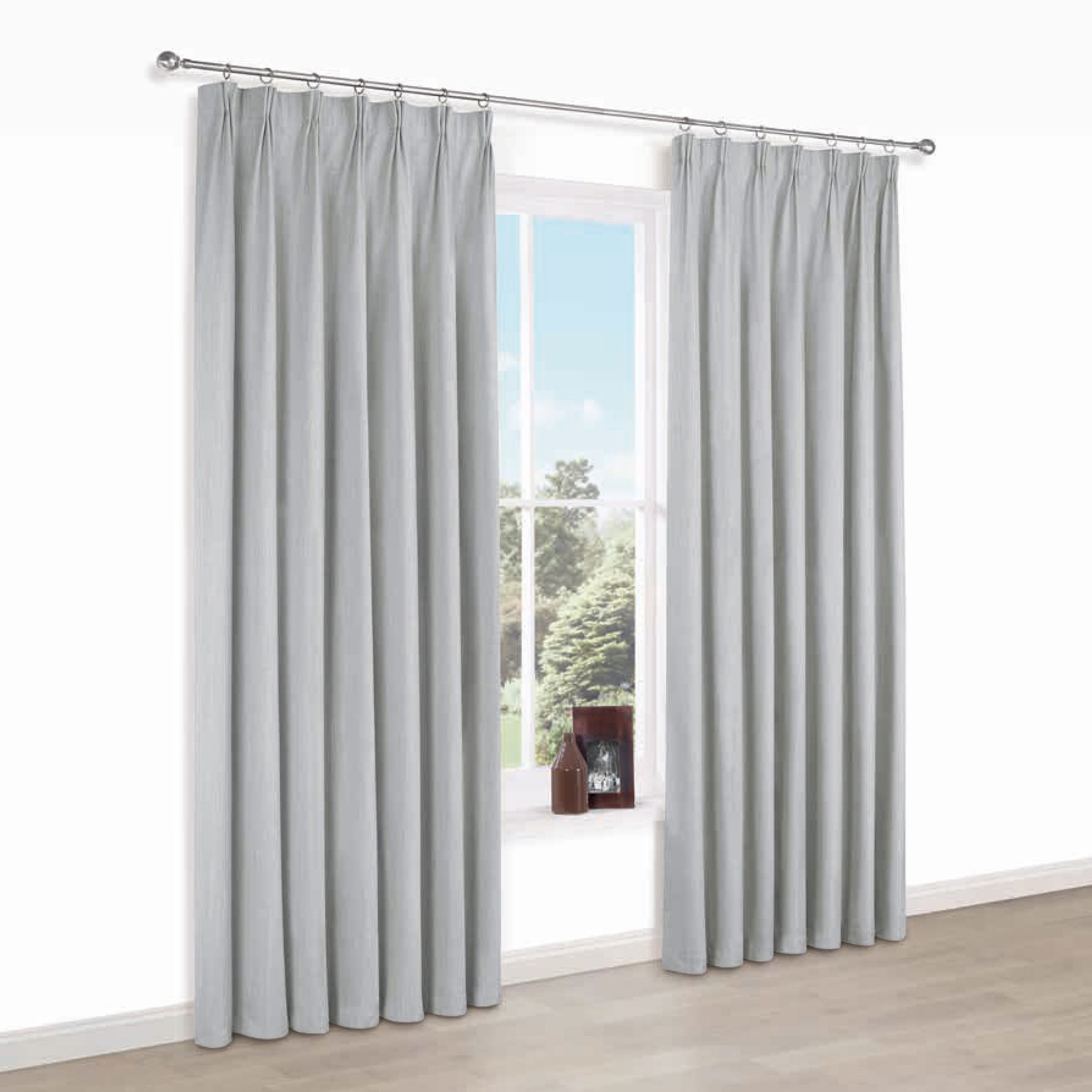 Elva Grey Plain Blackout Pencil pleat Blackout Curtains (W)117 cm (L