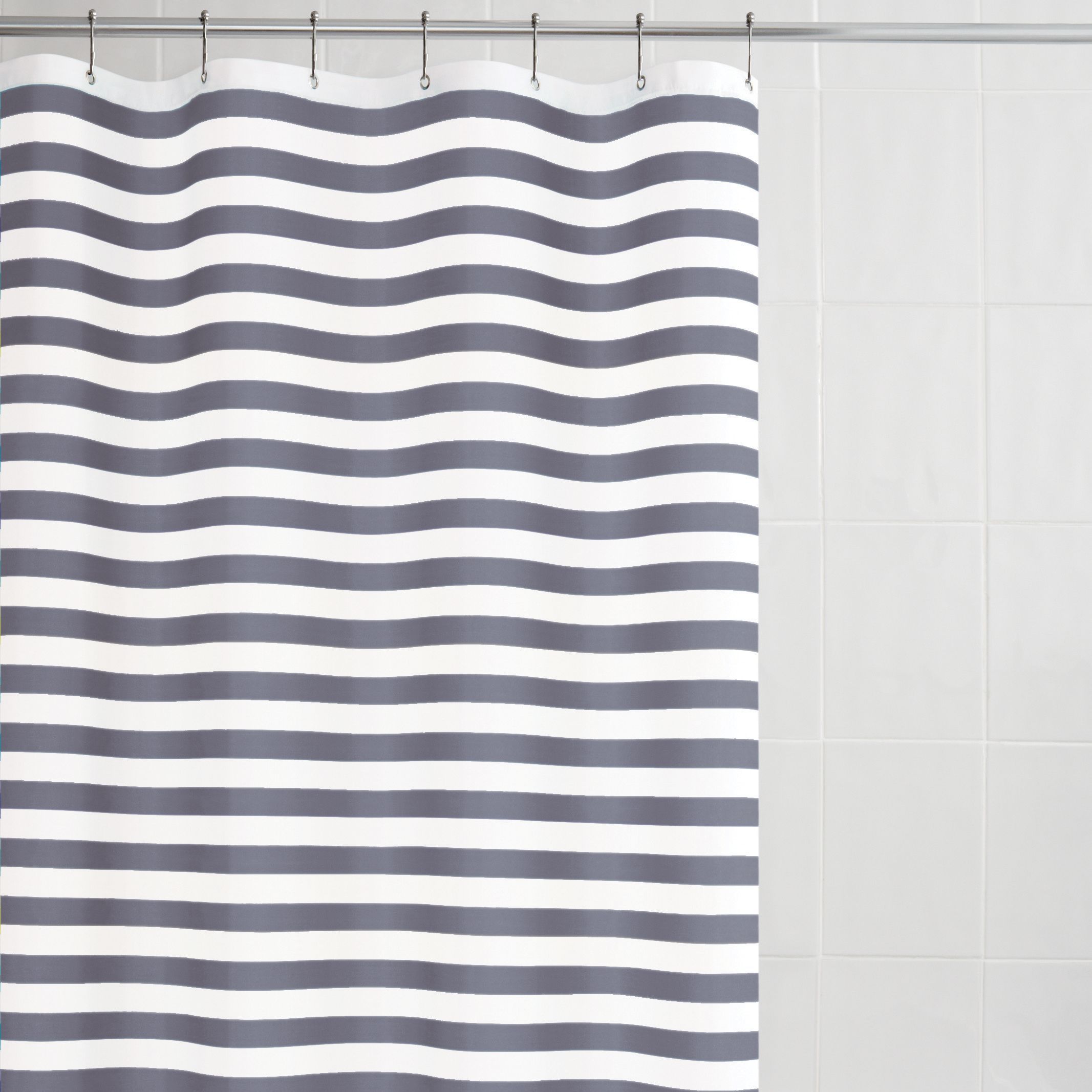 Malo Grey Stripe Shower Curtain L 1800 Mm Departments Diy At B Q