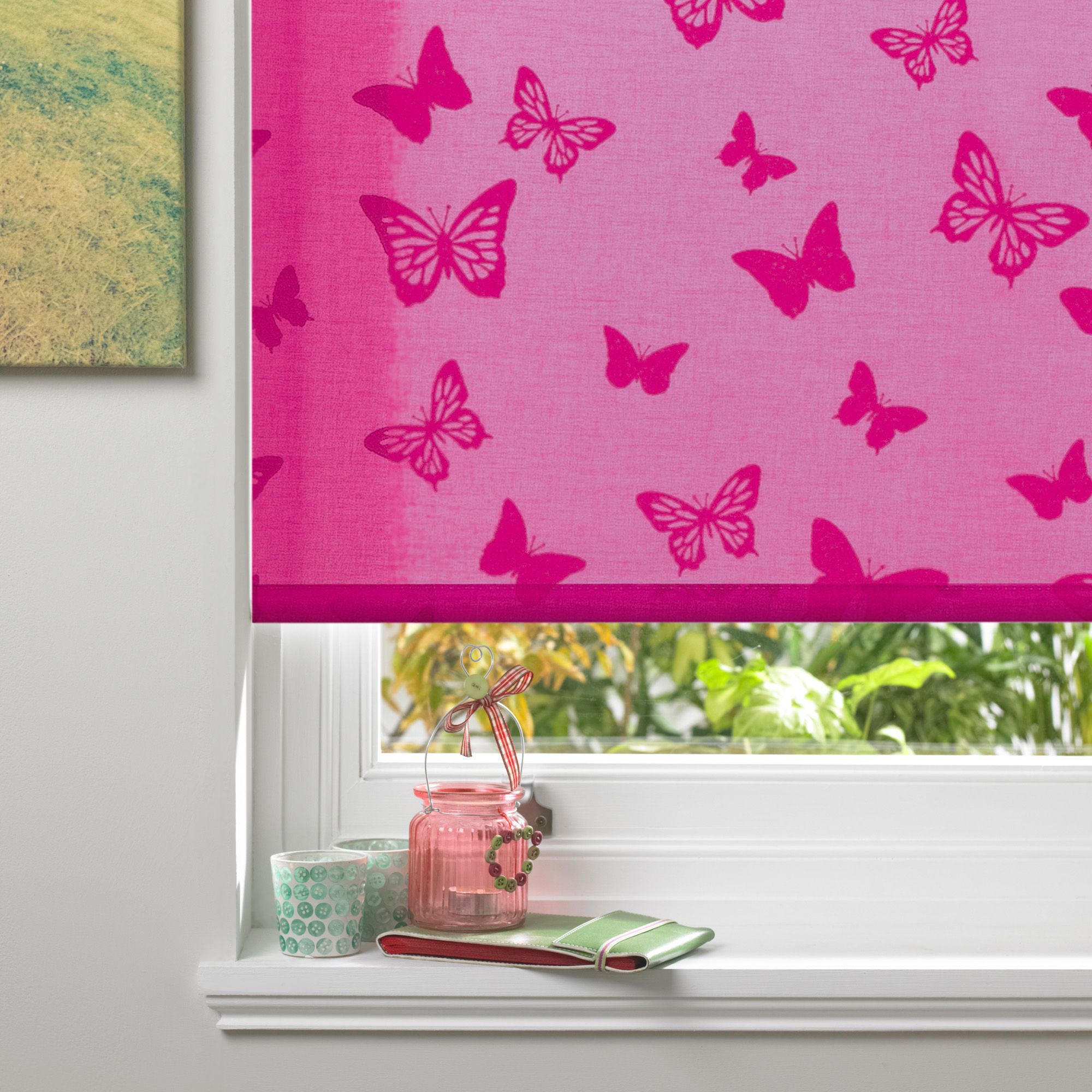 Colours Alessia Corded Pink Roller Blind (L)160 cm (W)60 cm