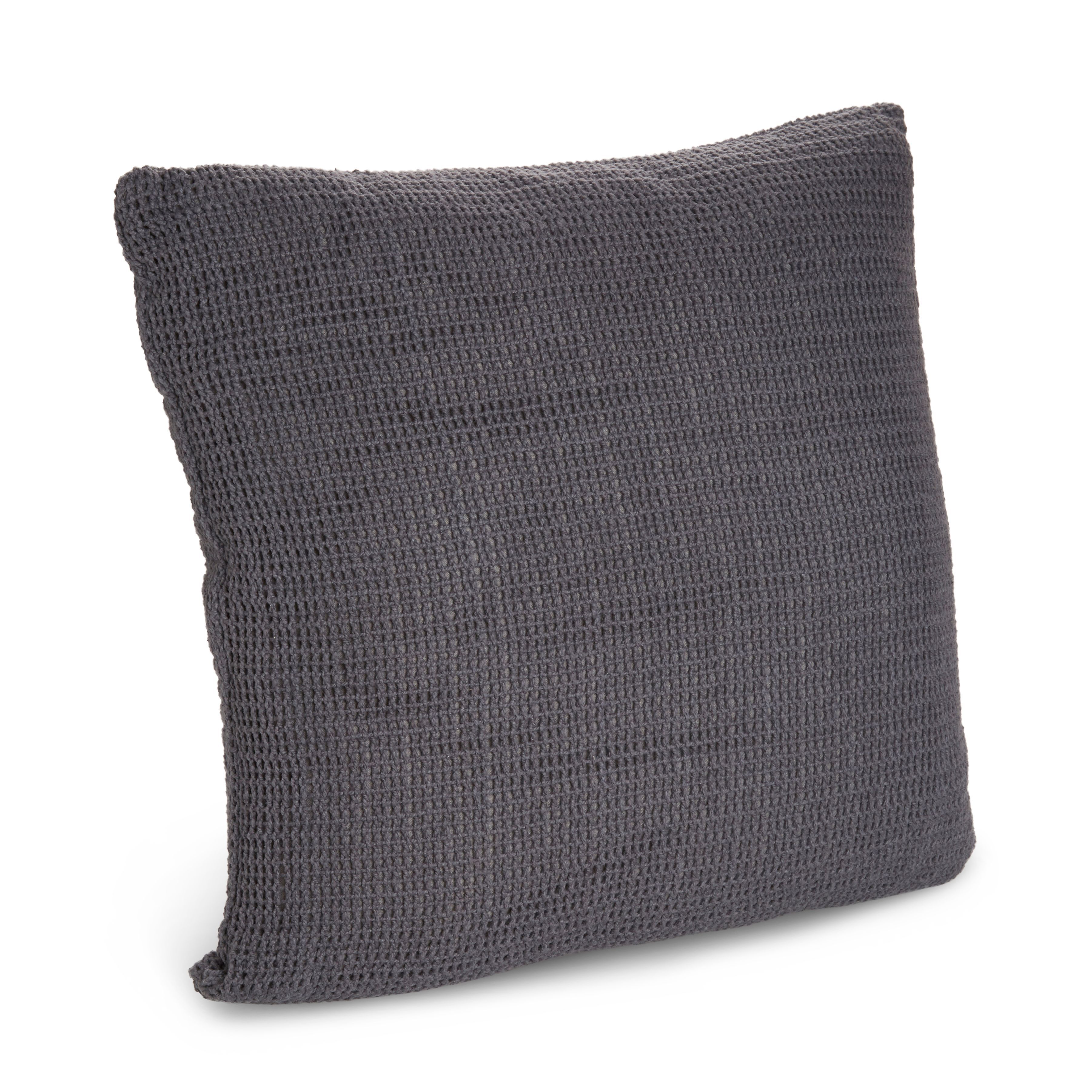 Amla Knitted Dark Grey Cushion | Departments | DIY at B&Q