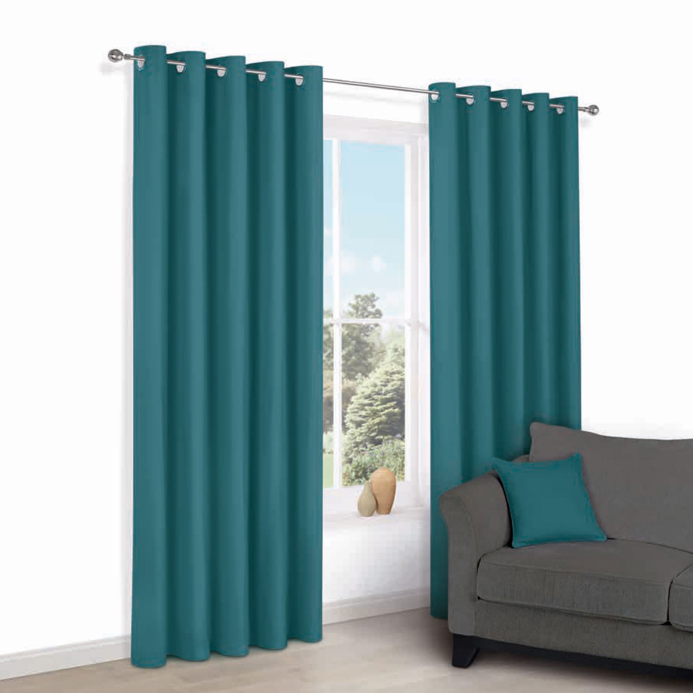 Zen Peacock Plain Eyelet Curtains (W)117cm (L)137cm Departments DIY