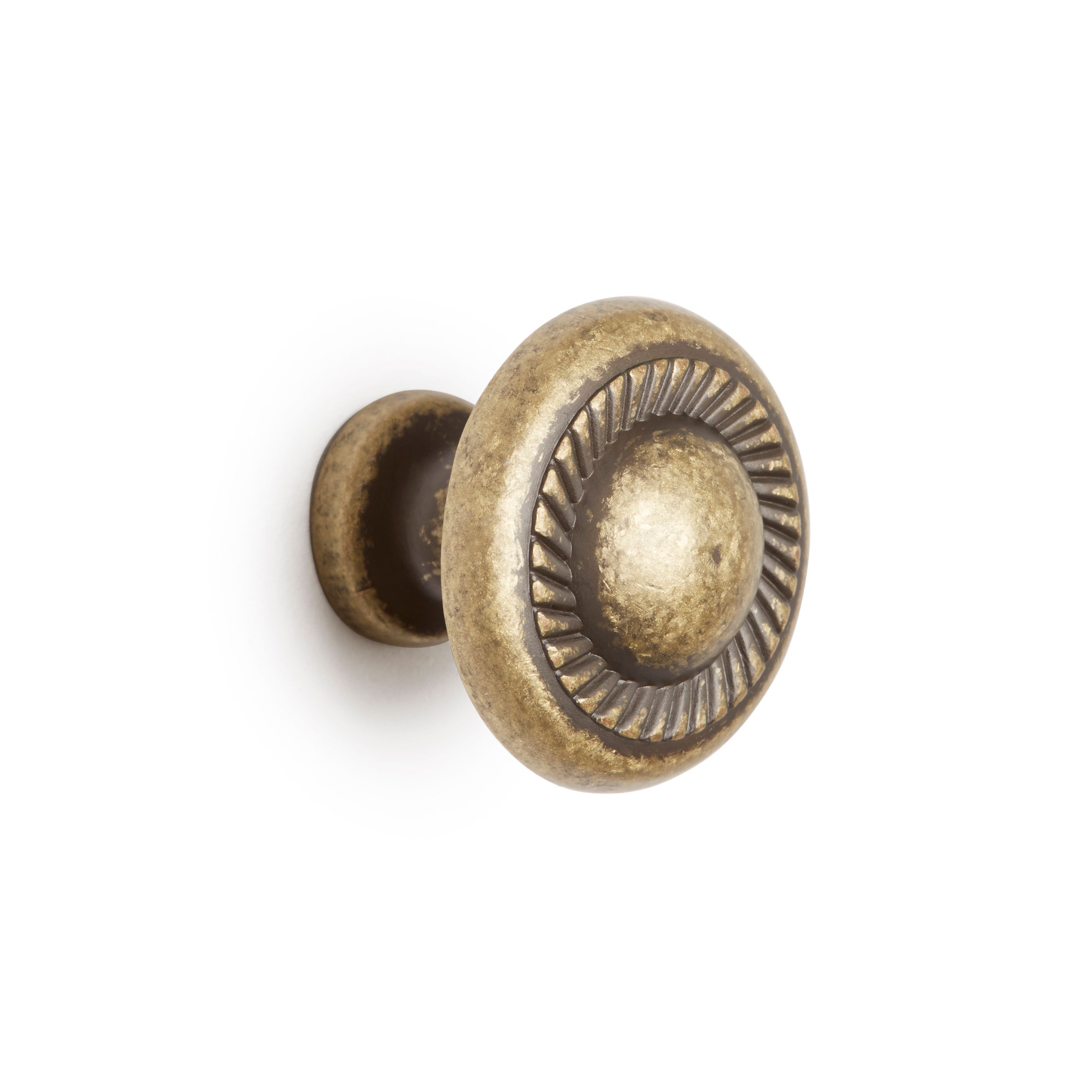 B&Q Antique brass Round Bedroom Knob handle (W)31 mm