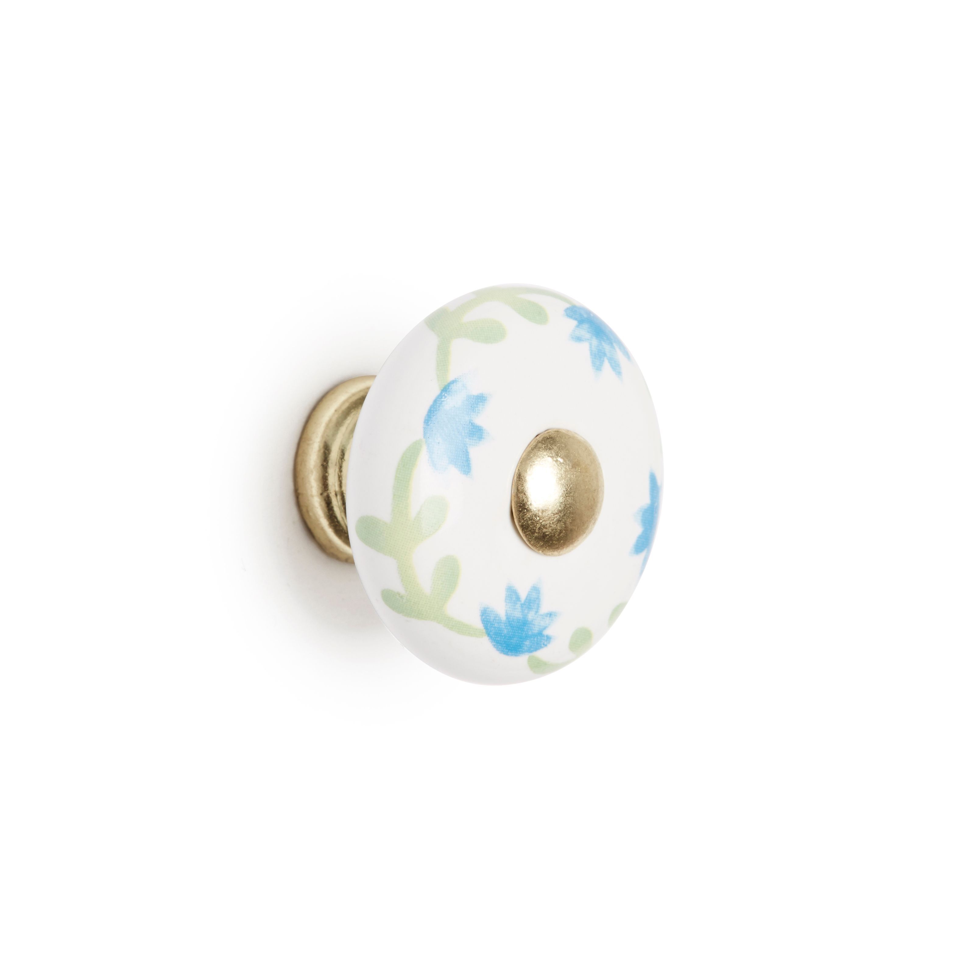 B&Q Green & white Round Bedroom Knob handle (W)30 mm