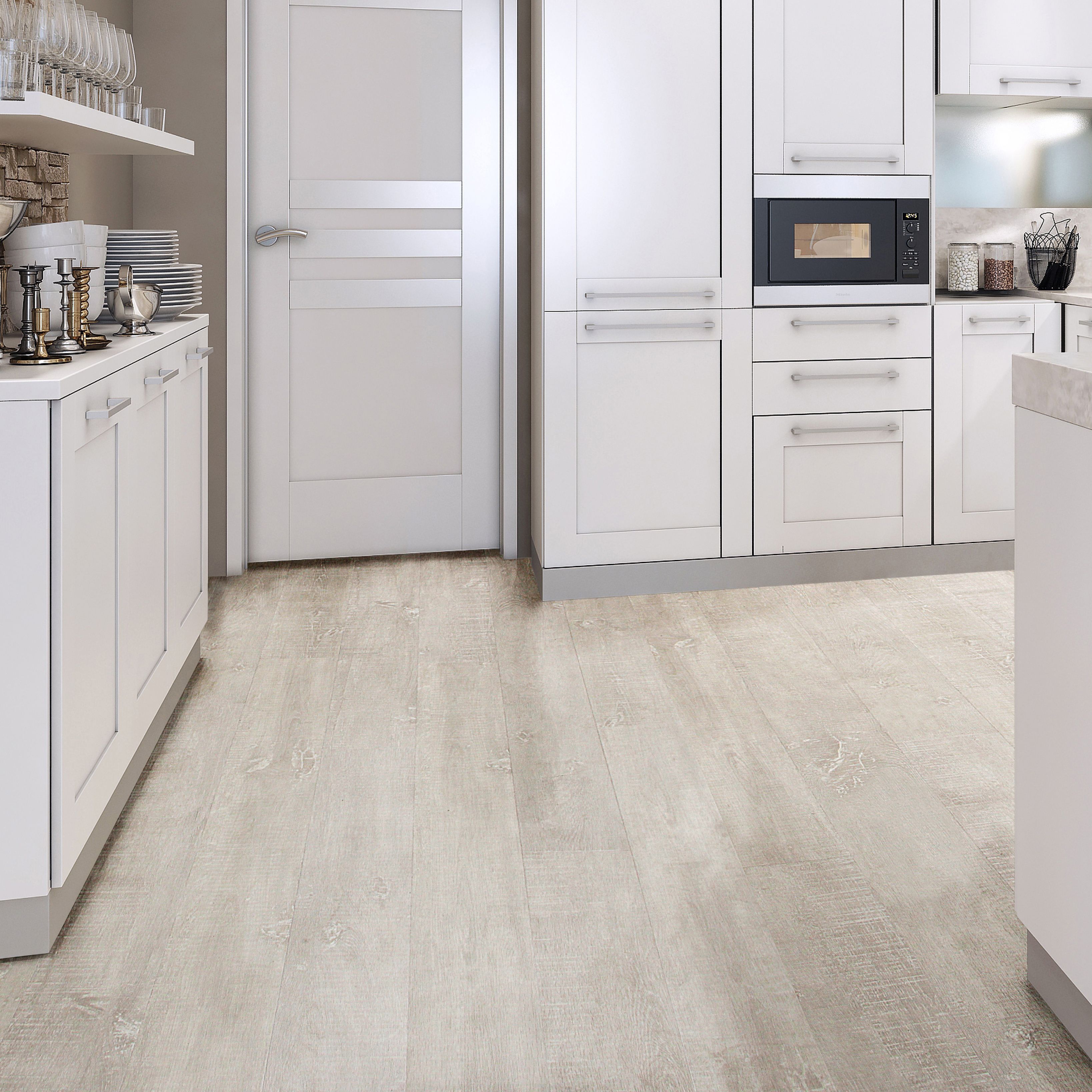 White Natural oak effect Waterproof Luxury vinyl click 