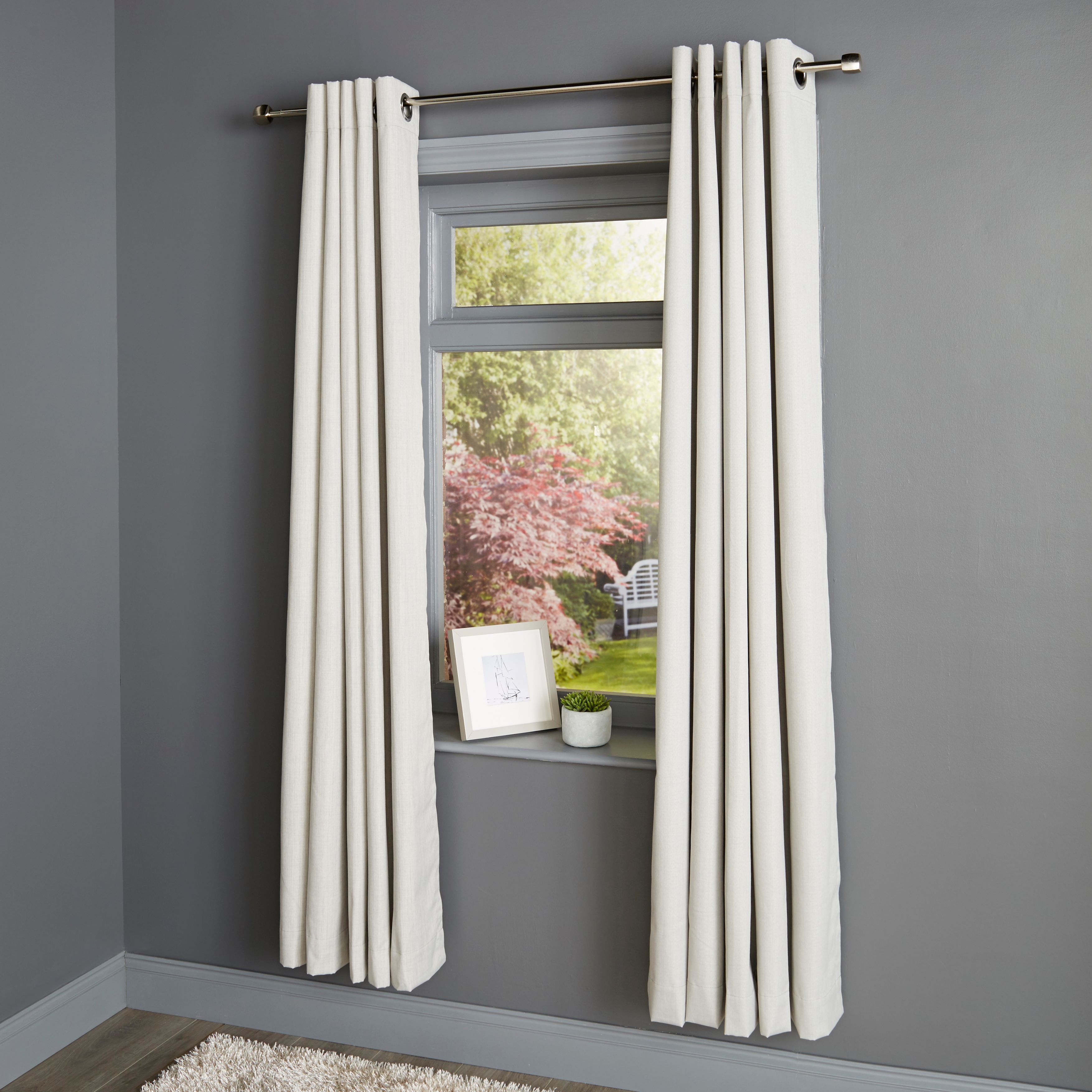 Elva Grey Plain Eyelet Blackout Curtains W 167 Cm L 183 Cm