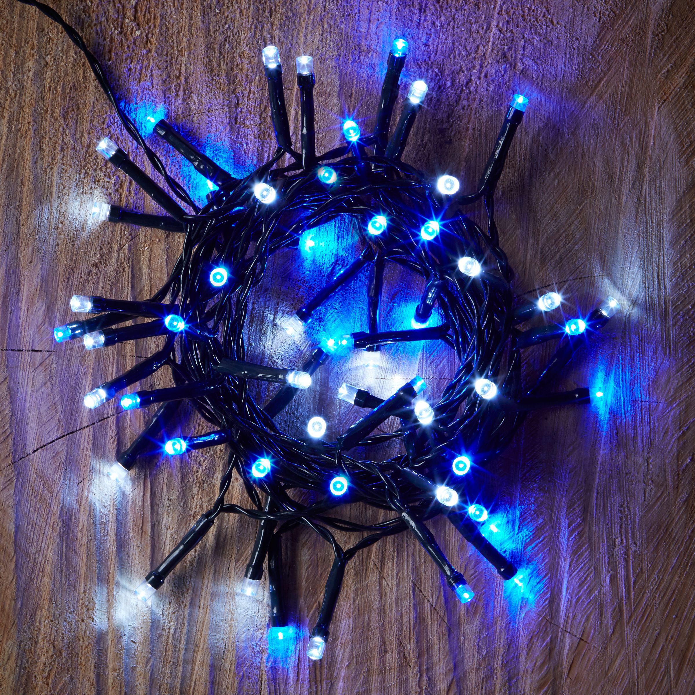 Battery Operated 50 Blue & White LED String Lights Departments DIY at B&Q