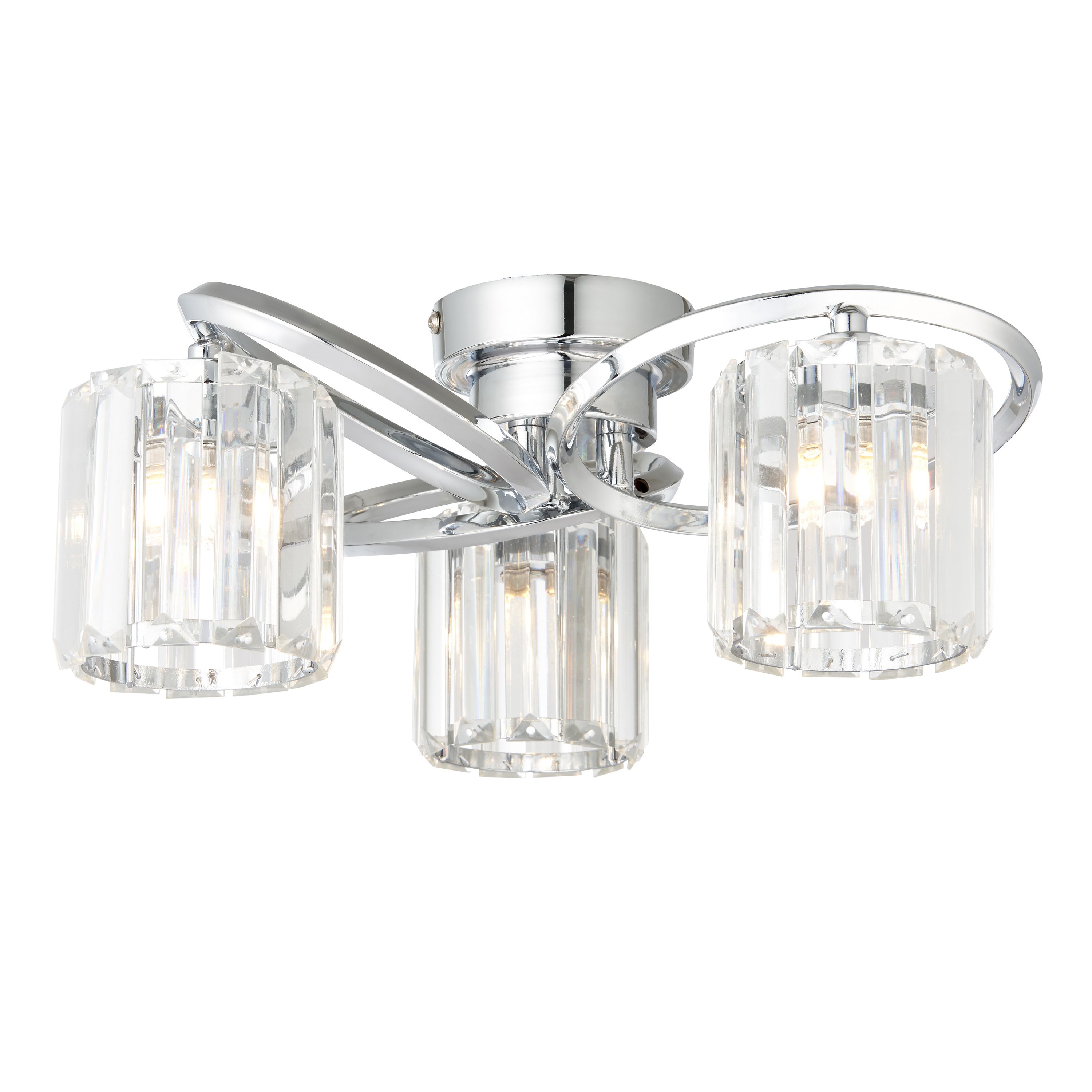 Bromley Bevelled Glass Chrome Effect 3 Lamp Ceiling Light B Q