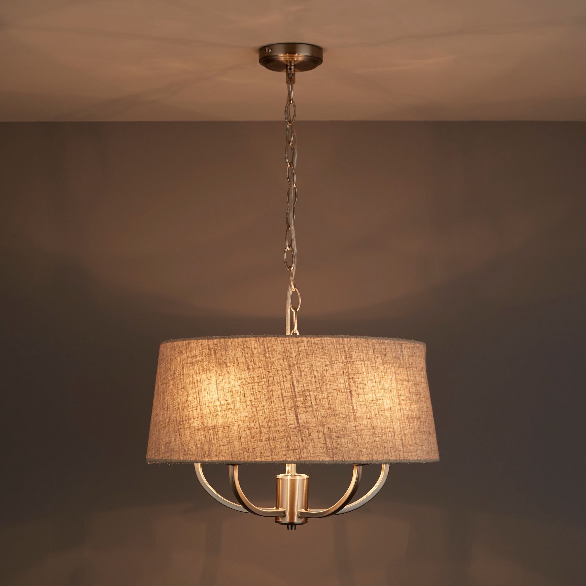 Hampstead Natural Linen Effect 5 Lamp Pendant Ceiling Light