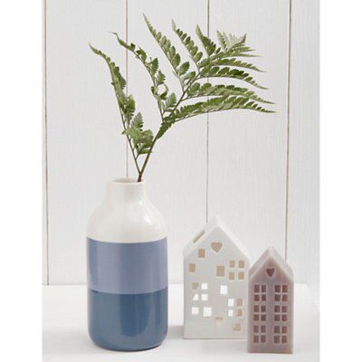 Blue & Cream Glazed Ombre Ceramic Vase, Large | Departments | DIY at B&Q