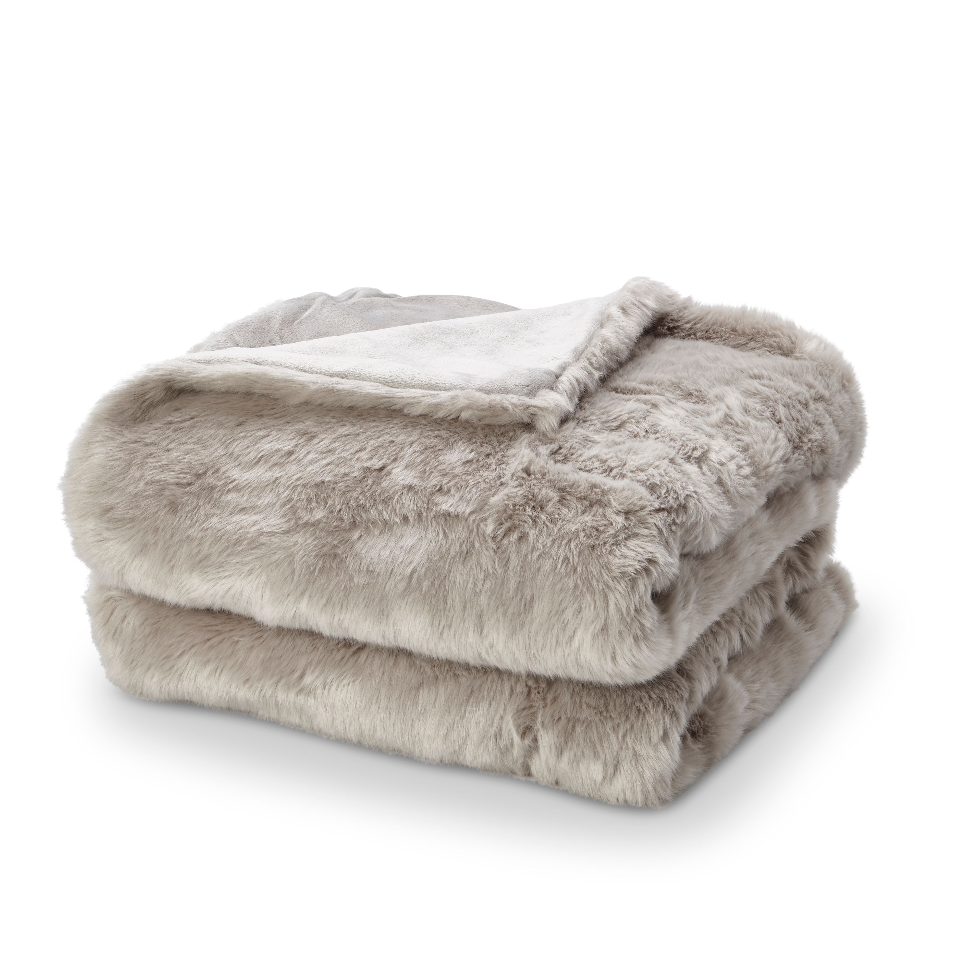 Taupe Faux fur Throw | Departments | DIY at B&Q