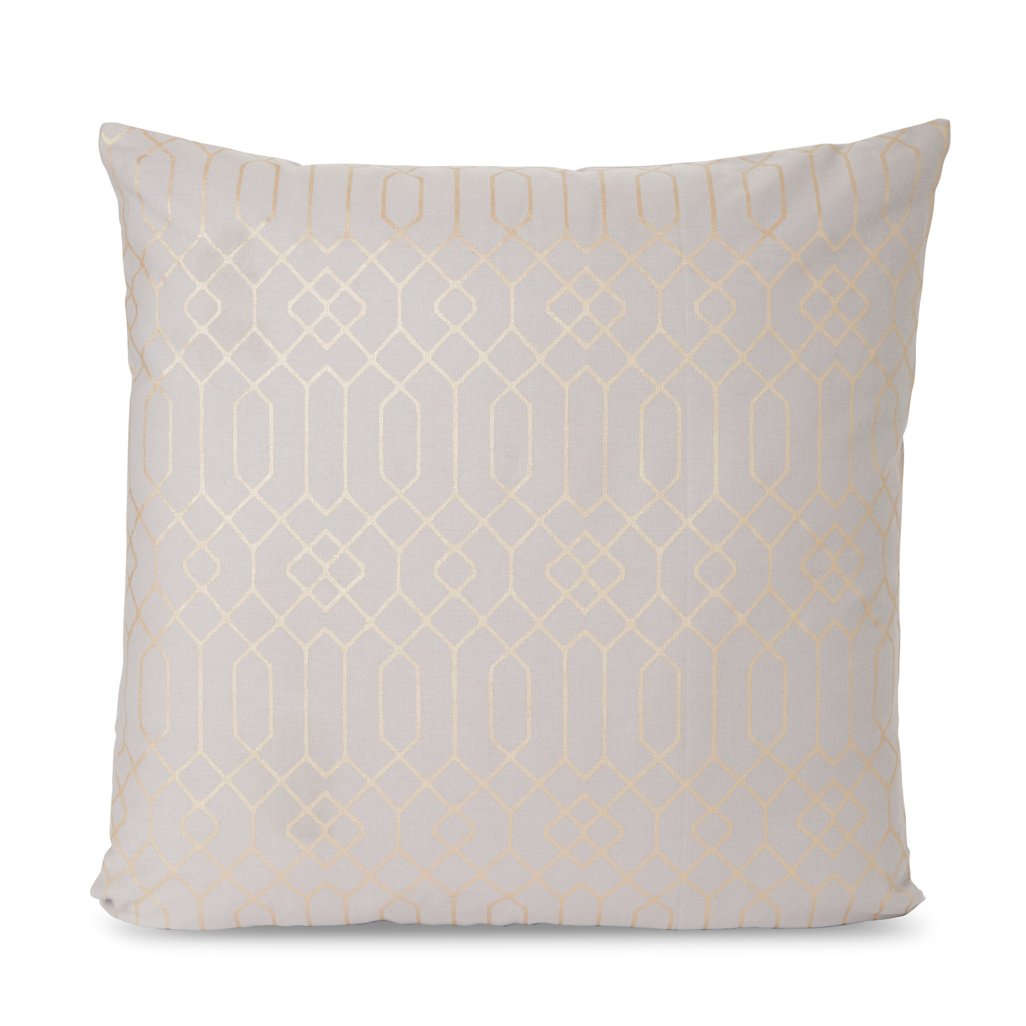 Geometric foil Grey Cushion Departments DIY at B&Q