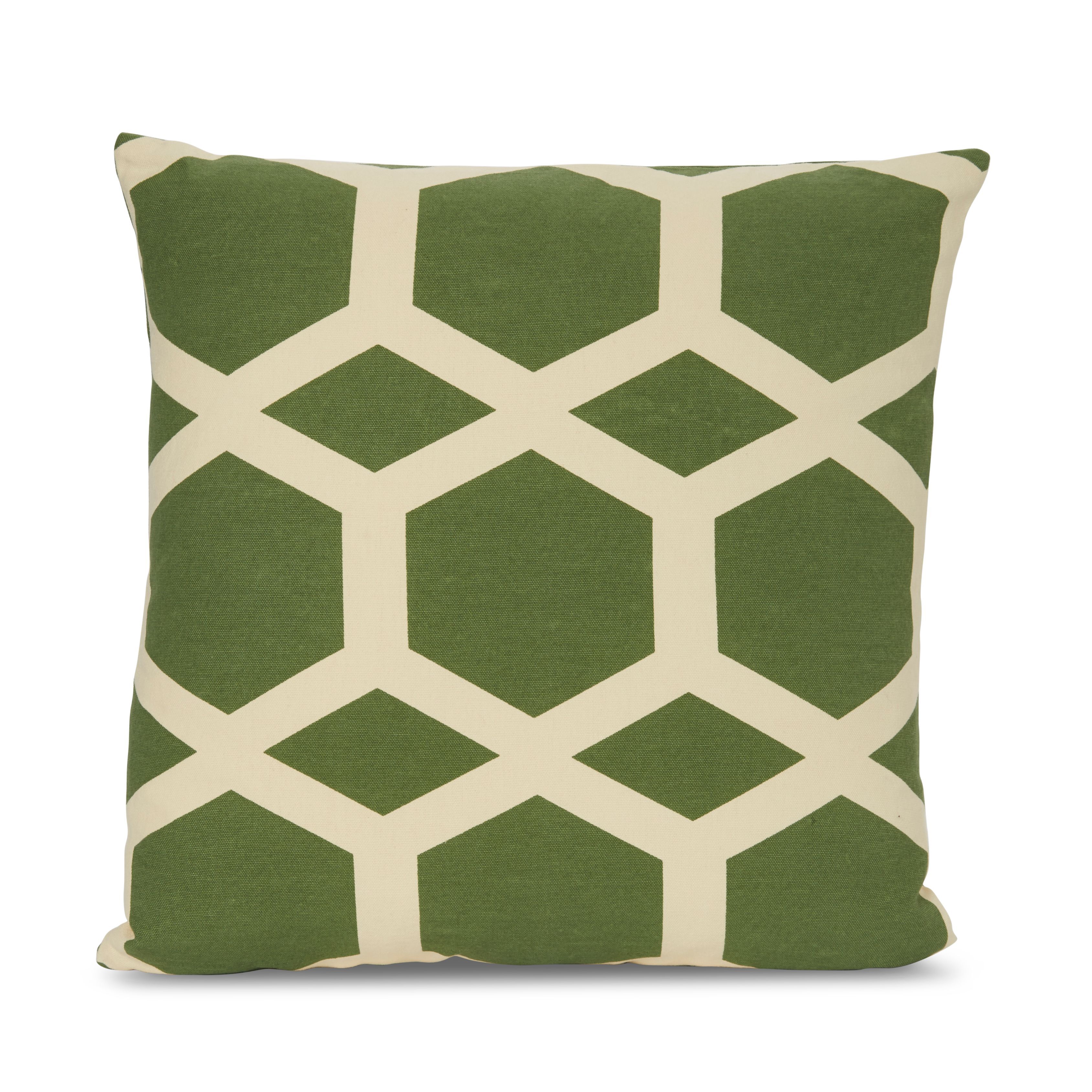 Geometric Cream & green Cushion Departments DIY at B&Q