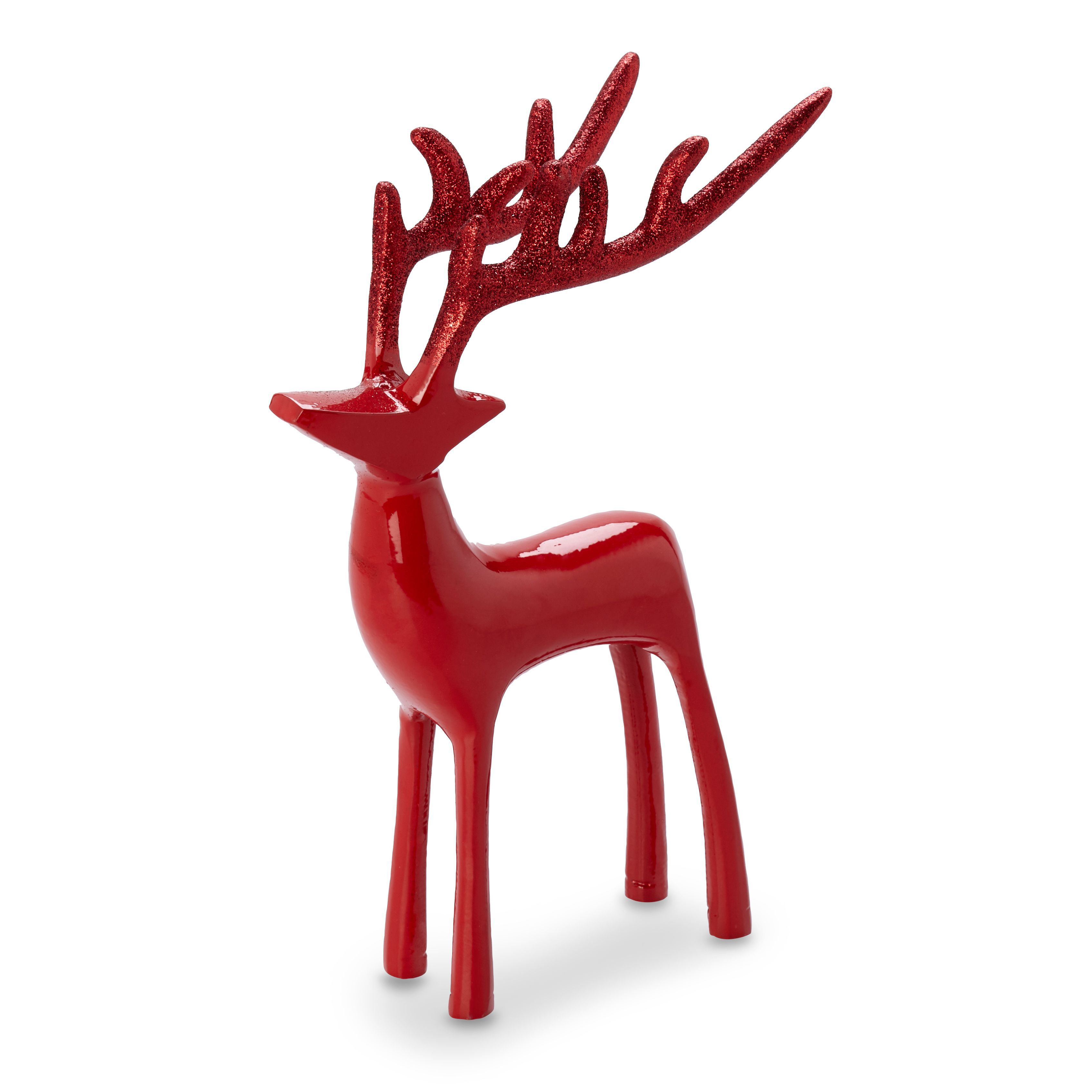 Red Gloss & Glitter Reindeer Aluminium Ornament | Departments | DIY at B&Q