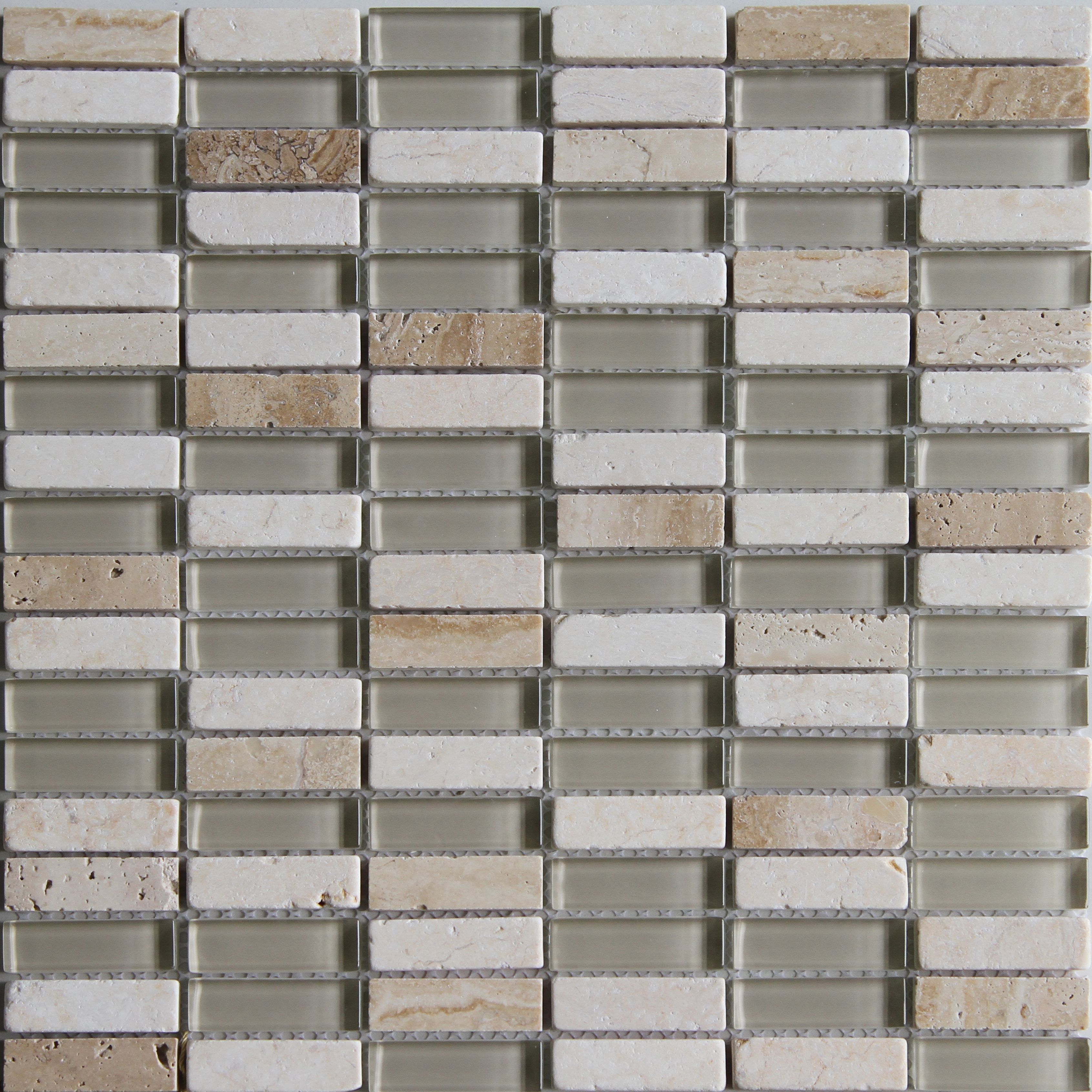 Belluno Beige Glass & Marble Mosaic Tile, (L)304mm (W)298mm ...