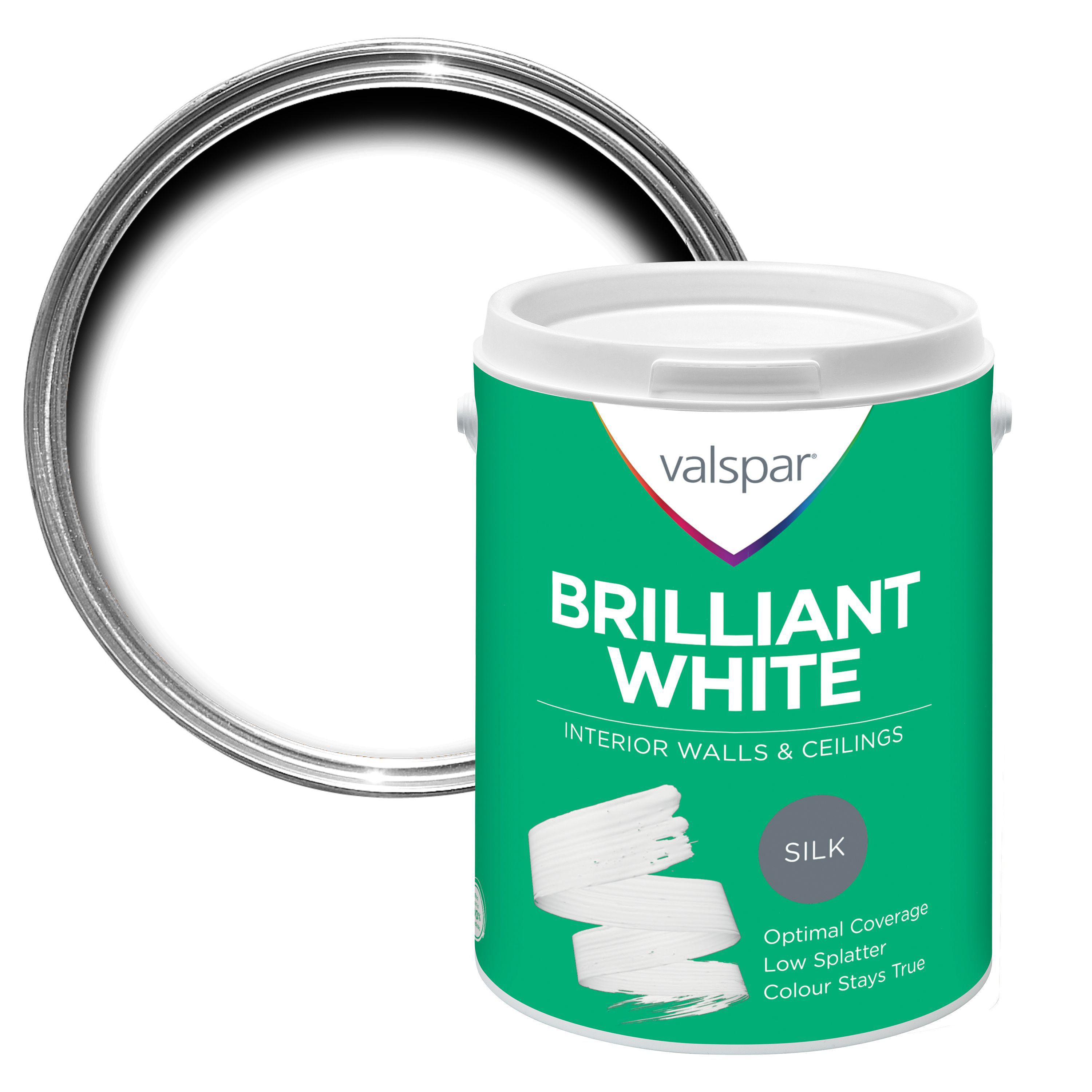 Valspar White Silk Emulsion paint 5L Departments DIY at B&Q