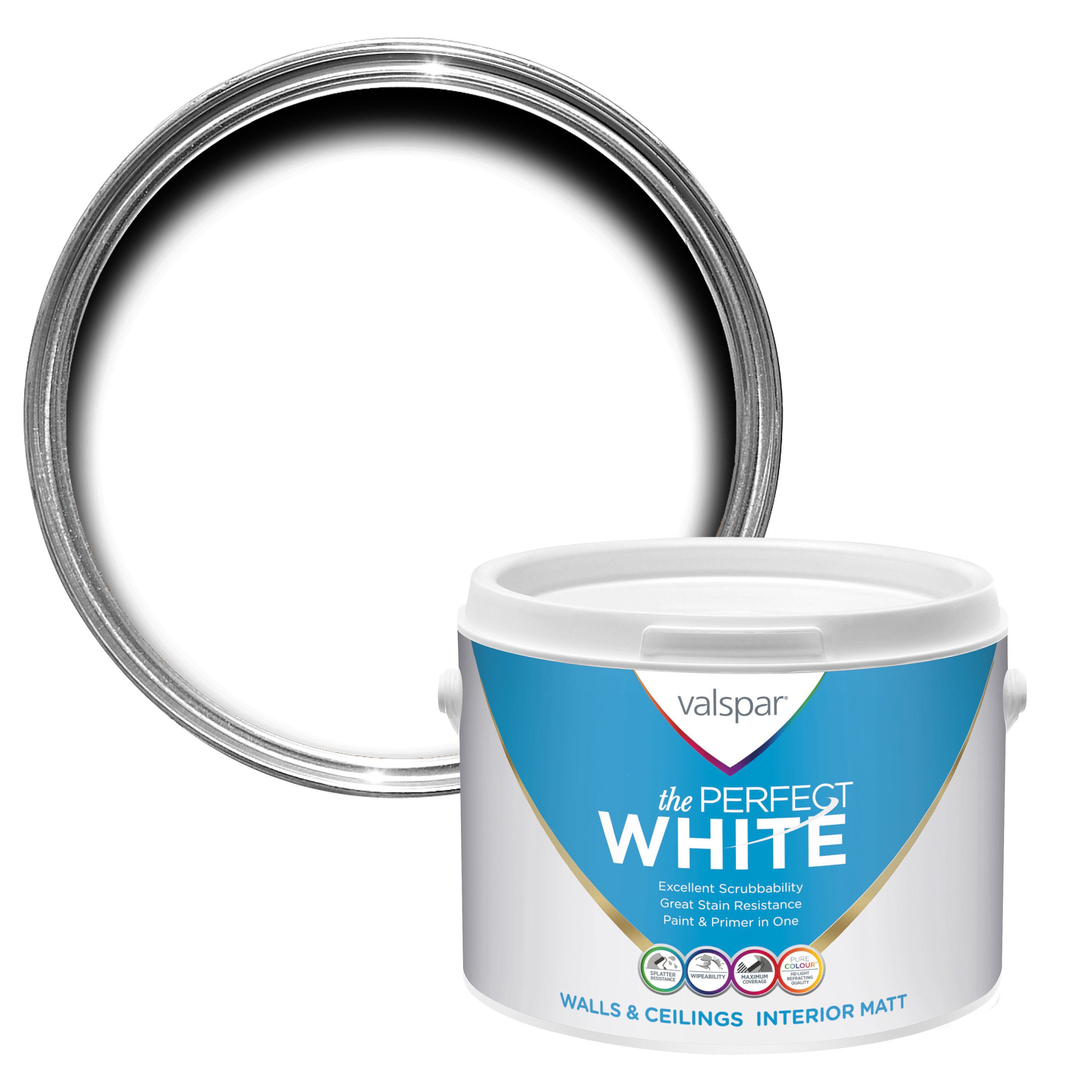 Valspar White Matt Emulsion Paint 2.5L | Departments | DIY At B&Q