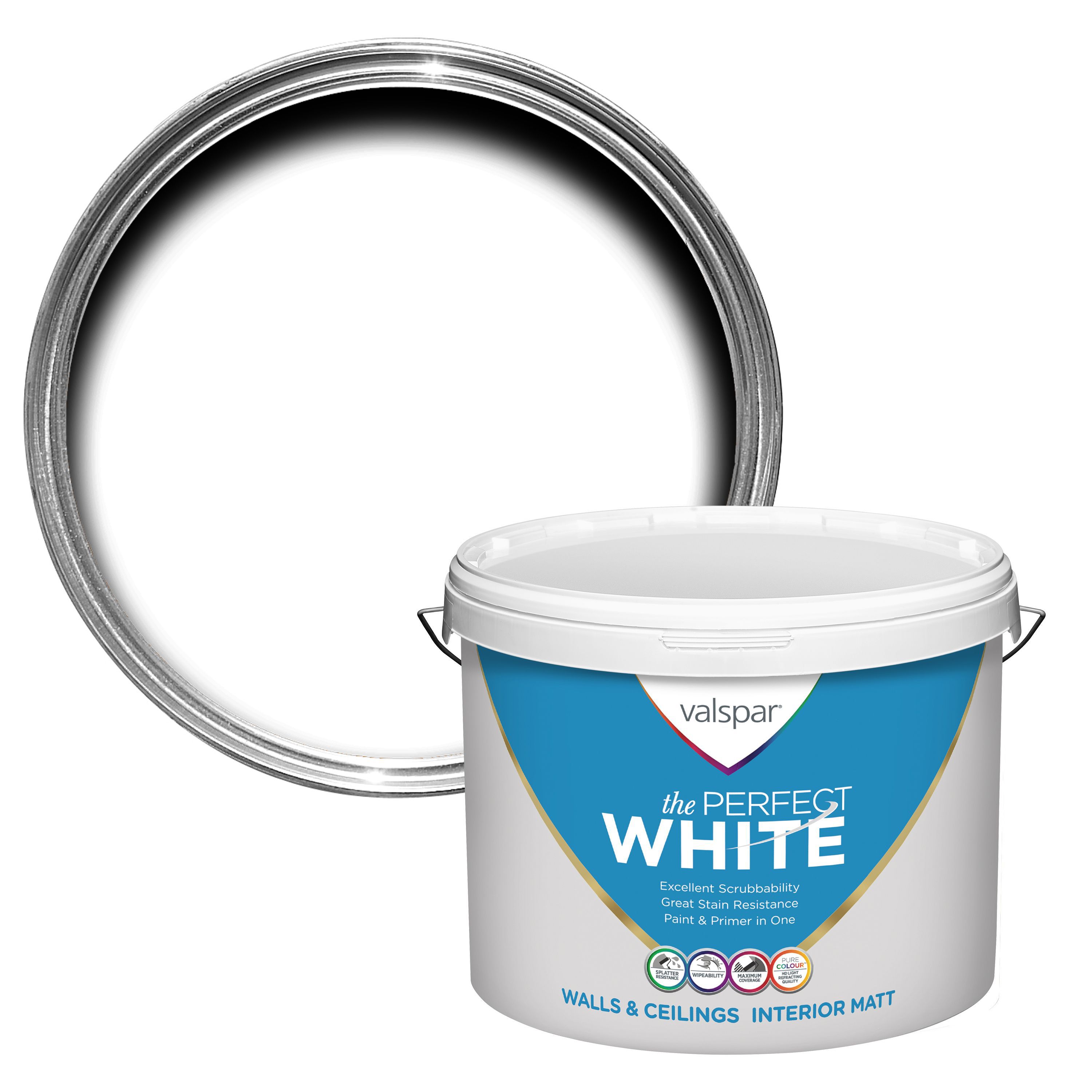 Valspar White Matt Emulsion Paint 10L | Departments | DIY At B&Q