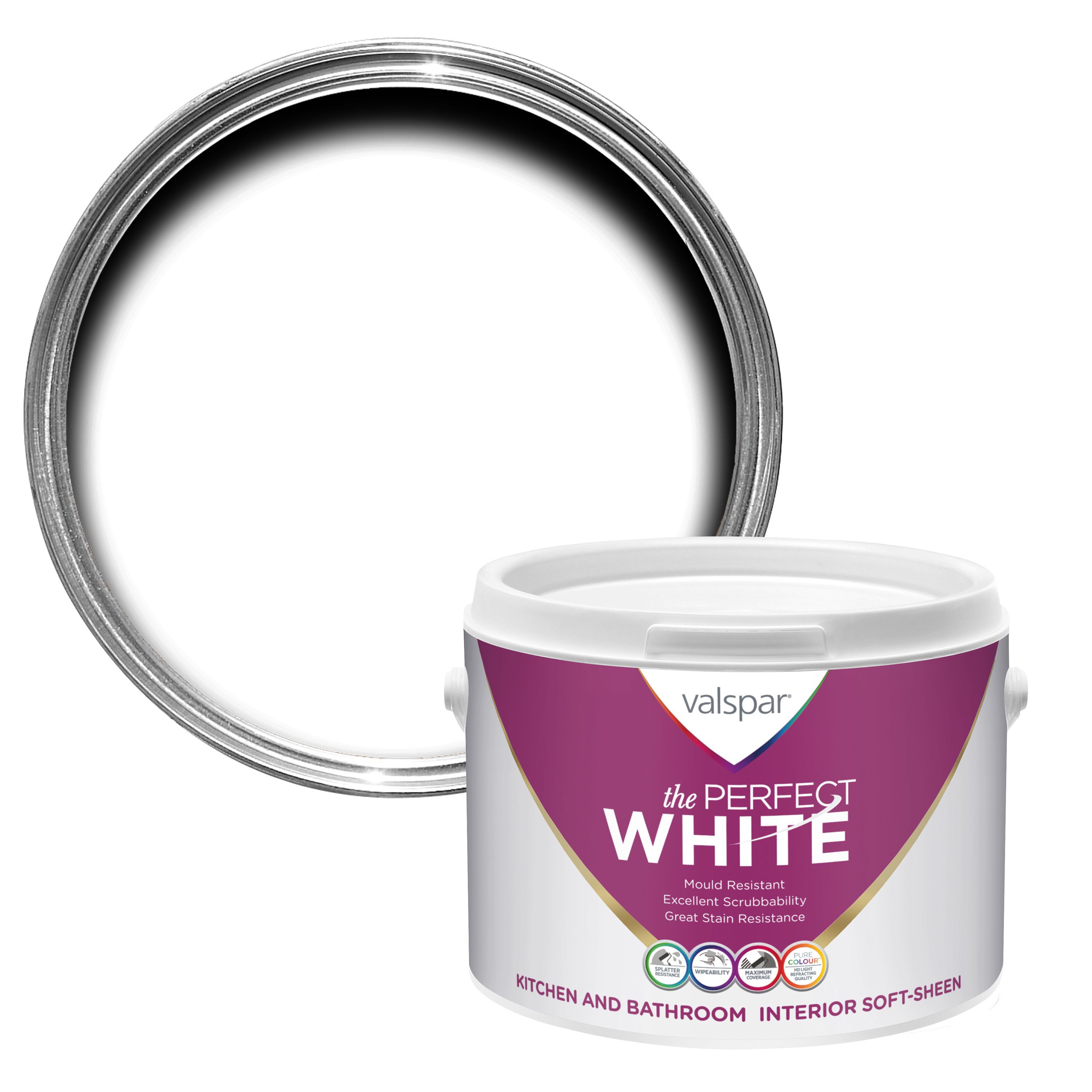 Valspar White Soft sheen Emulsion paint 2.5L Departments DIY at B&Q