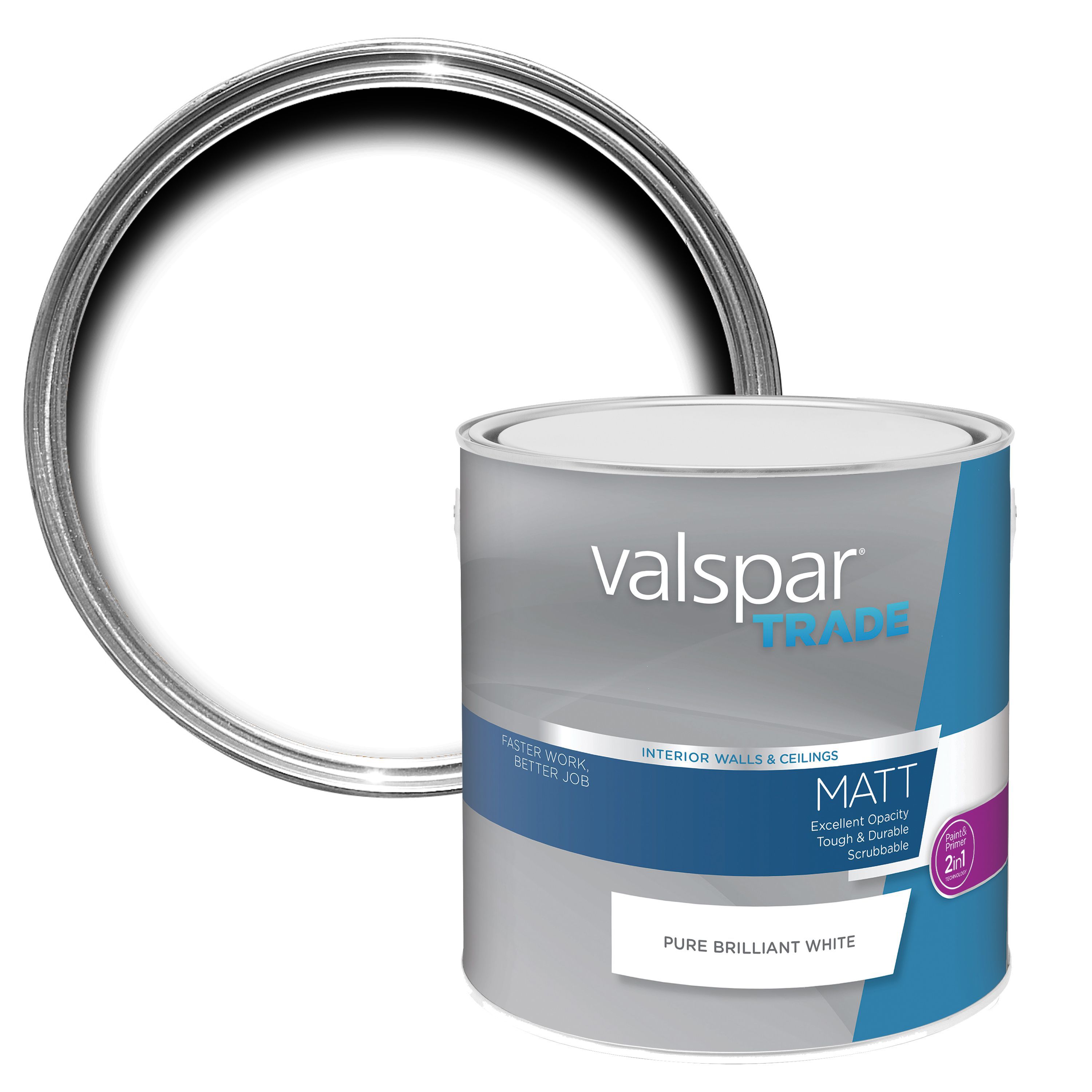 Valspar Trade Pure Brilliant White Matt Wall Ceiling Paint 2 5l