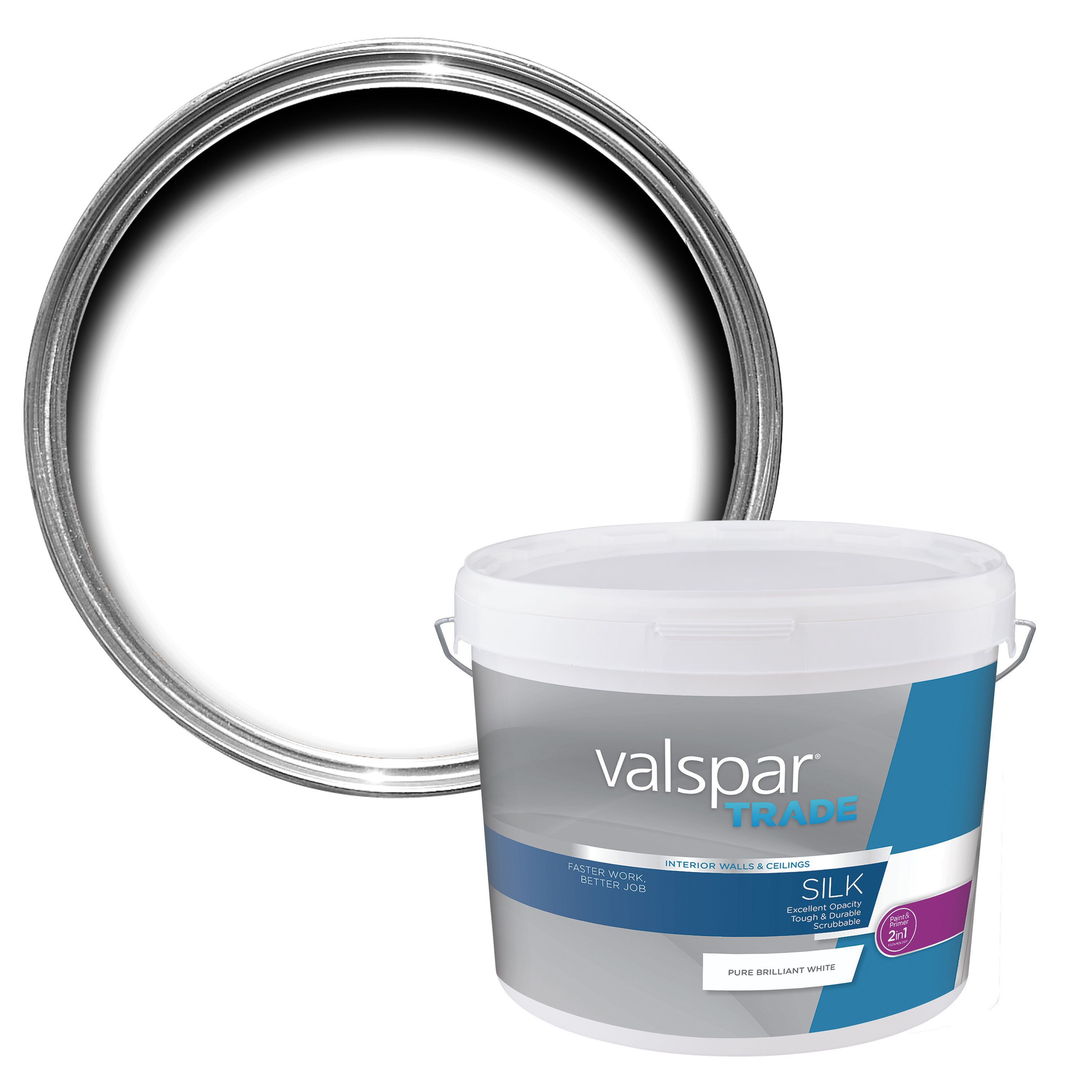 Valspar Trade Pure Brilliant White Silk Wall & Ceiling Paint 10L ...