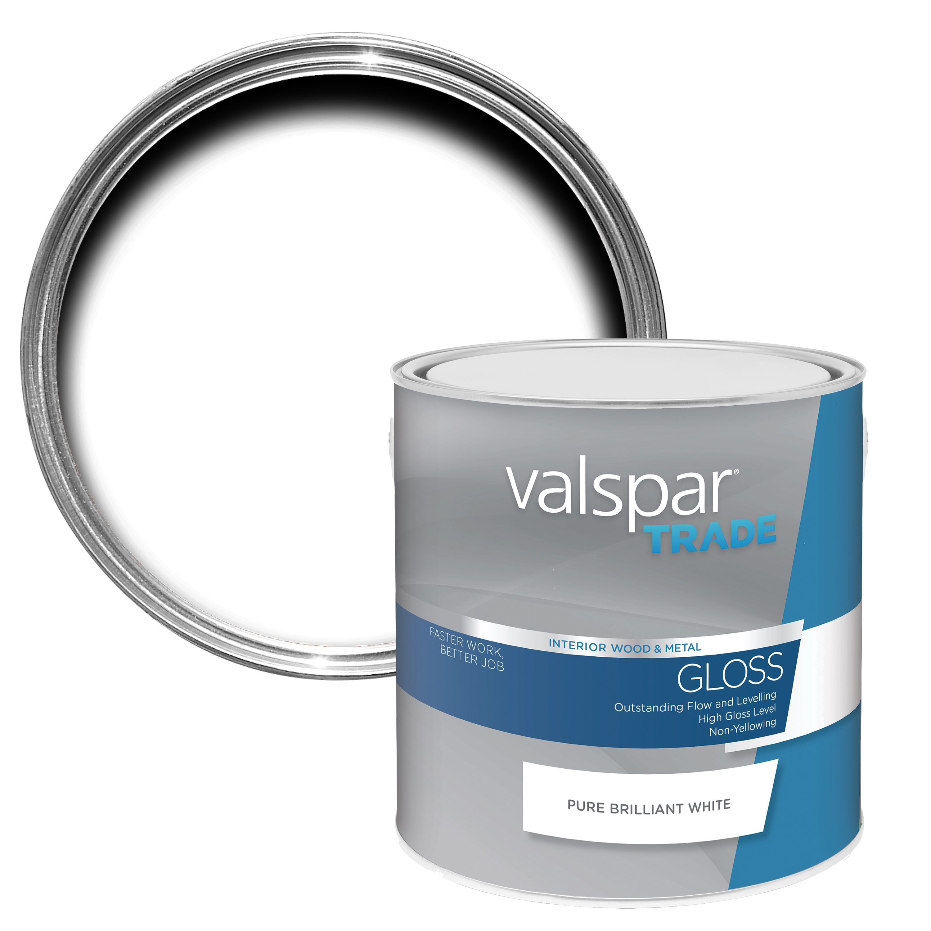 Valspar trade Trade Pure brilliant white Gloss Wood & metal paint 2.5L ...