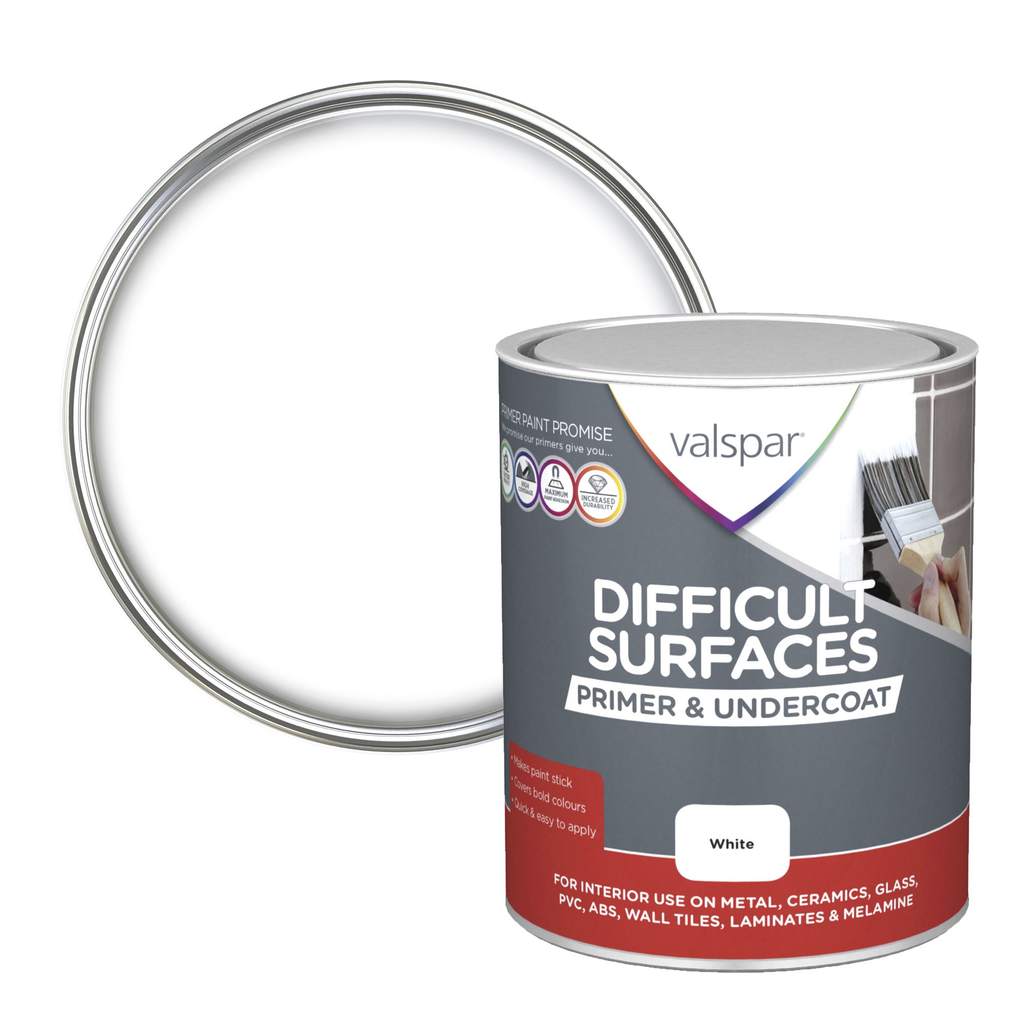 Valspar White Difficult surfaces Primer & undercoat 0.75L Departments
