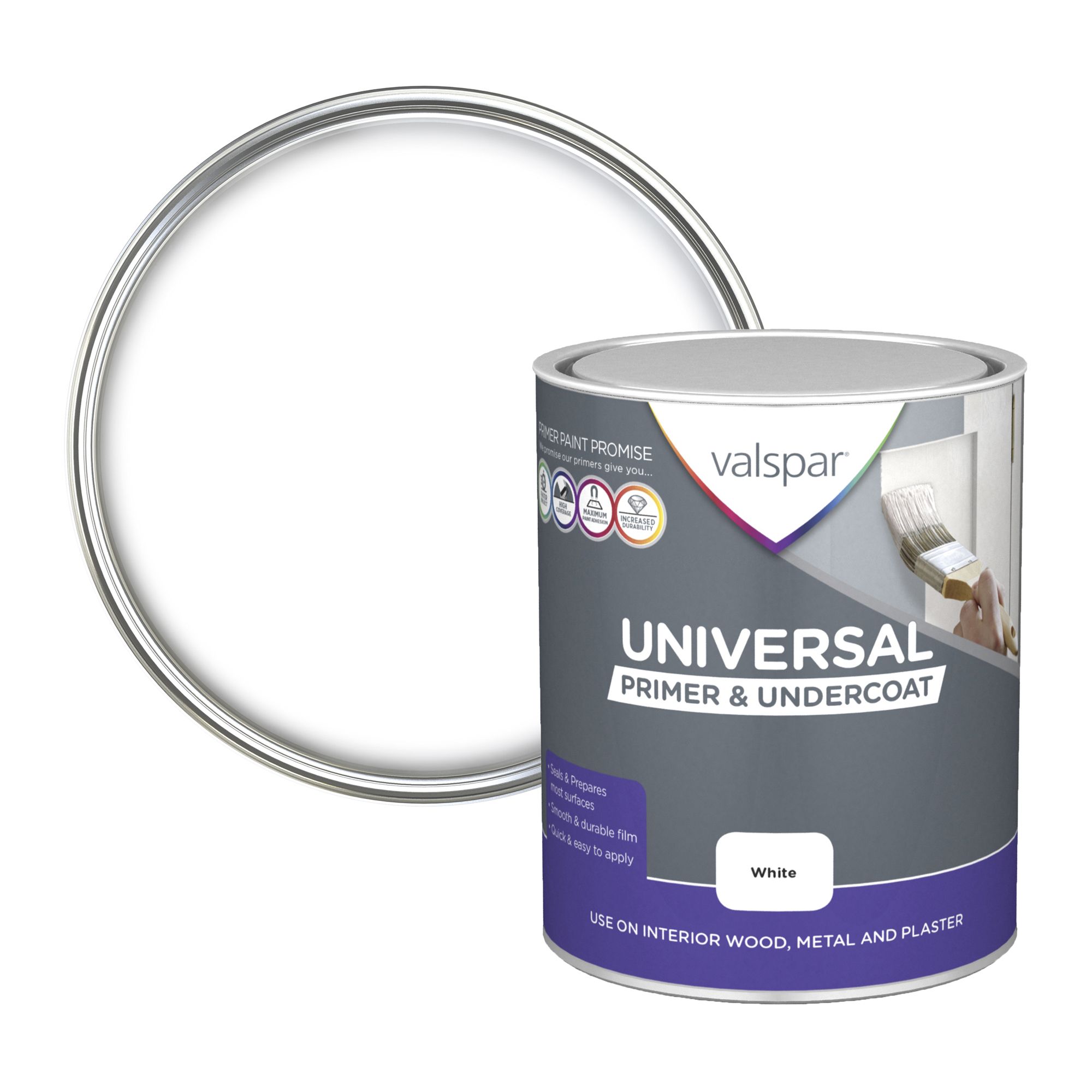 Valspar Universal White Metal, plaster & wood Primer & undercoat, 0.75L