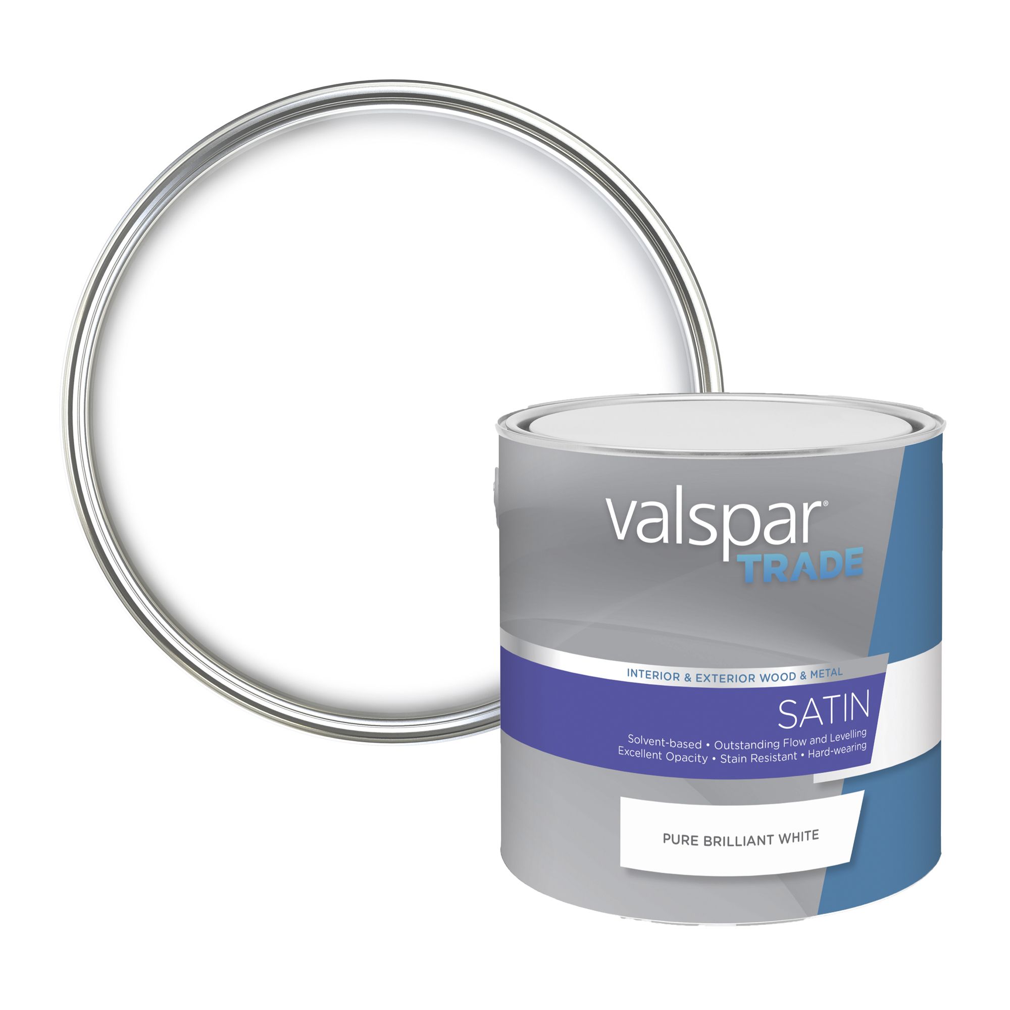 Valspar Trade Pure brilliant white Satin Metal & wood paint, 2.5L