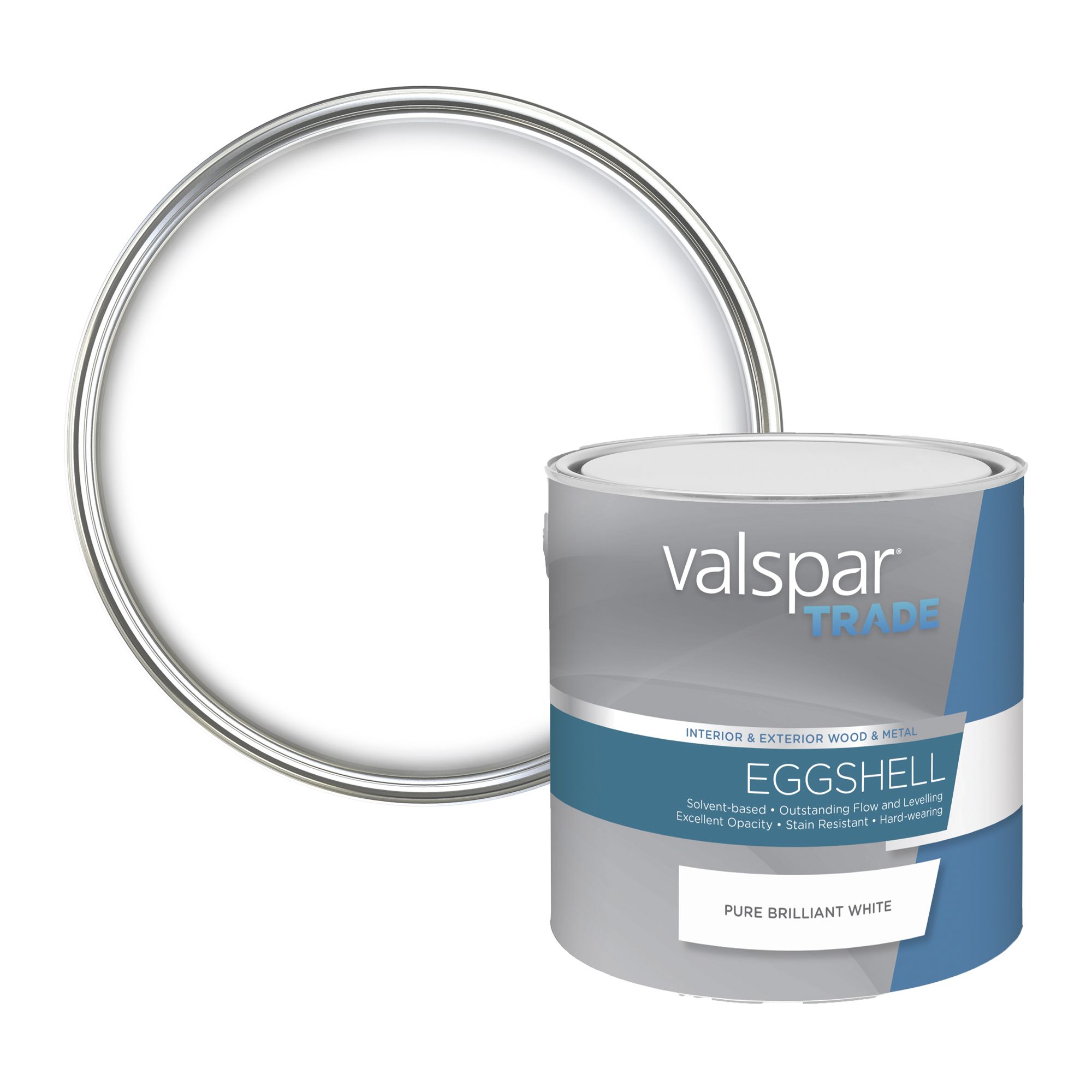 Valspar Trade Pure brilliant white Eggshell Metal & wood paint, 2.5L