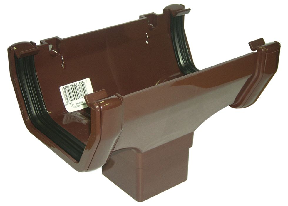 FloPlast Square Gutter running outlet (W)114 mm, Brown Departments