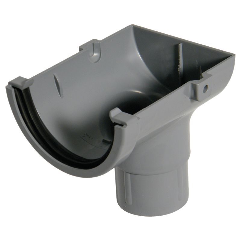 FloPlast Miniflo Gutter stop end outlet (Dia)76 mm, Grey Departments