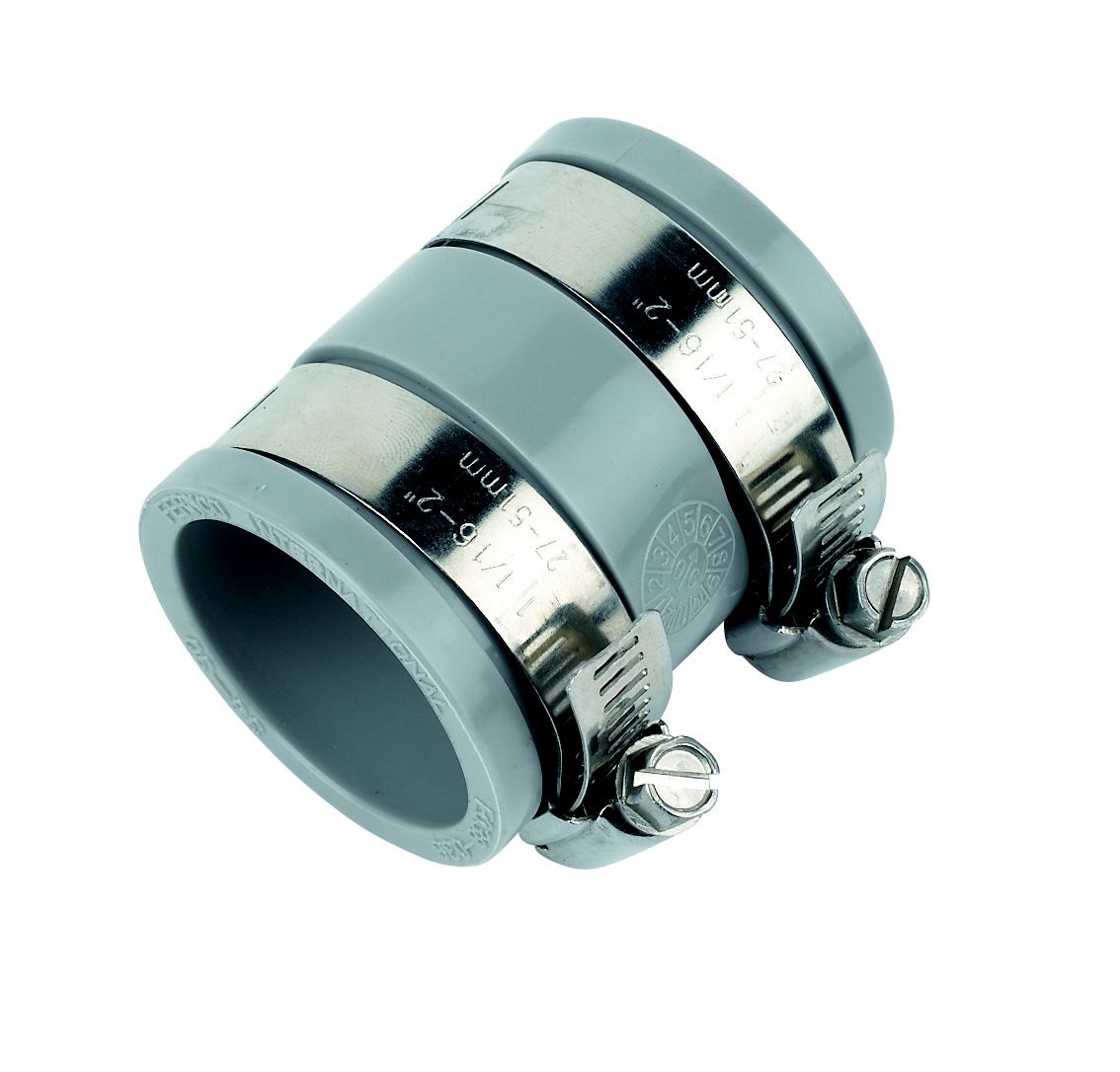 Floplast Flexiflo Waste Straight Coupling (Dia)38mm, Grey Departments DIY at B&Q
