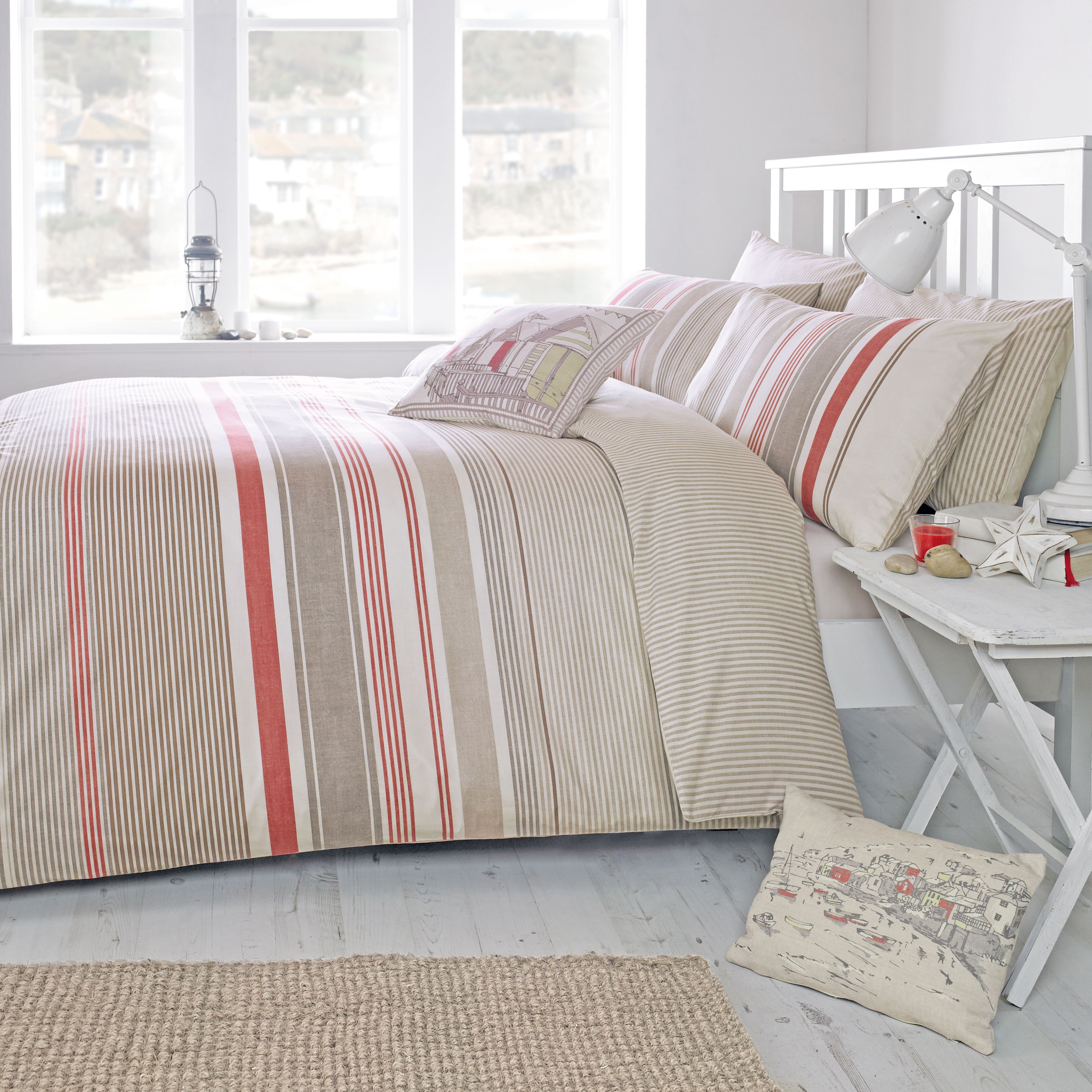 Falmouth Striped Terracotta Double Bed set Departments DIY at B&Q