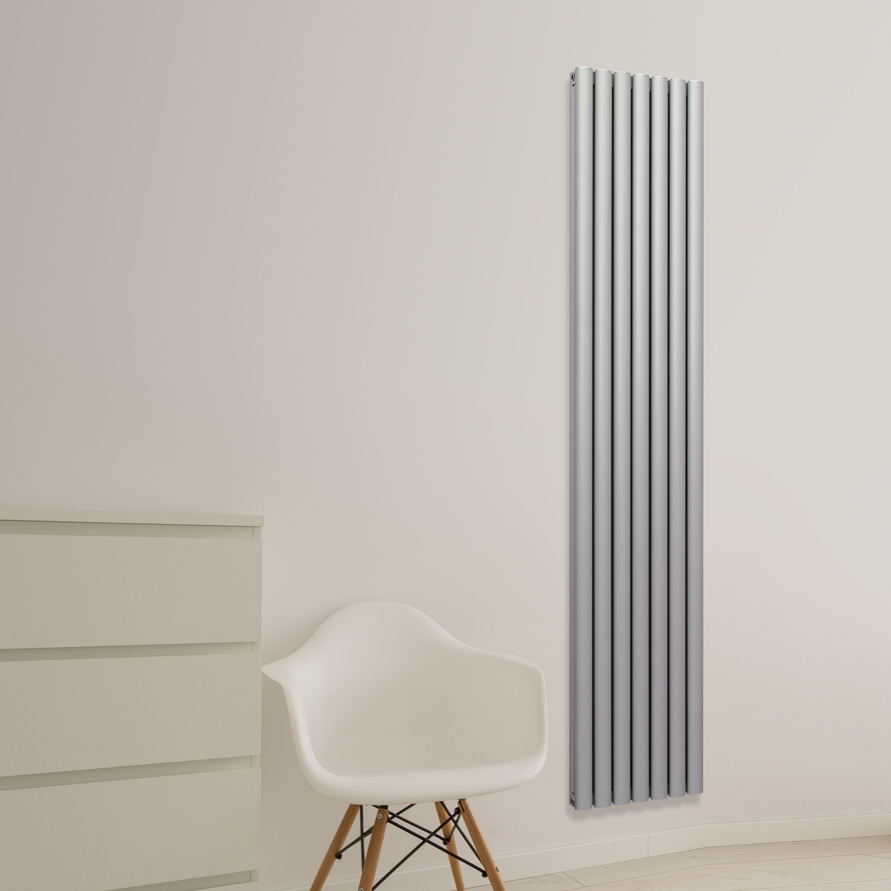 Chord Vertical Radiator Silver (H)2000 mm (W)345 mm Departments DIY