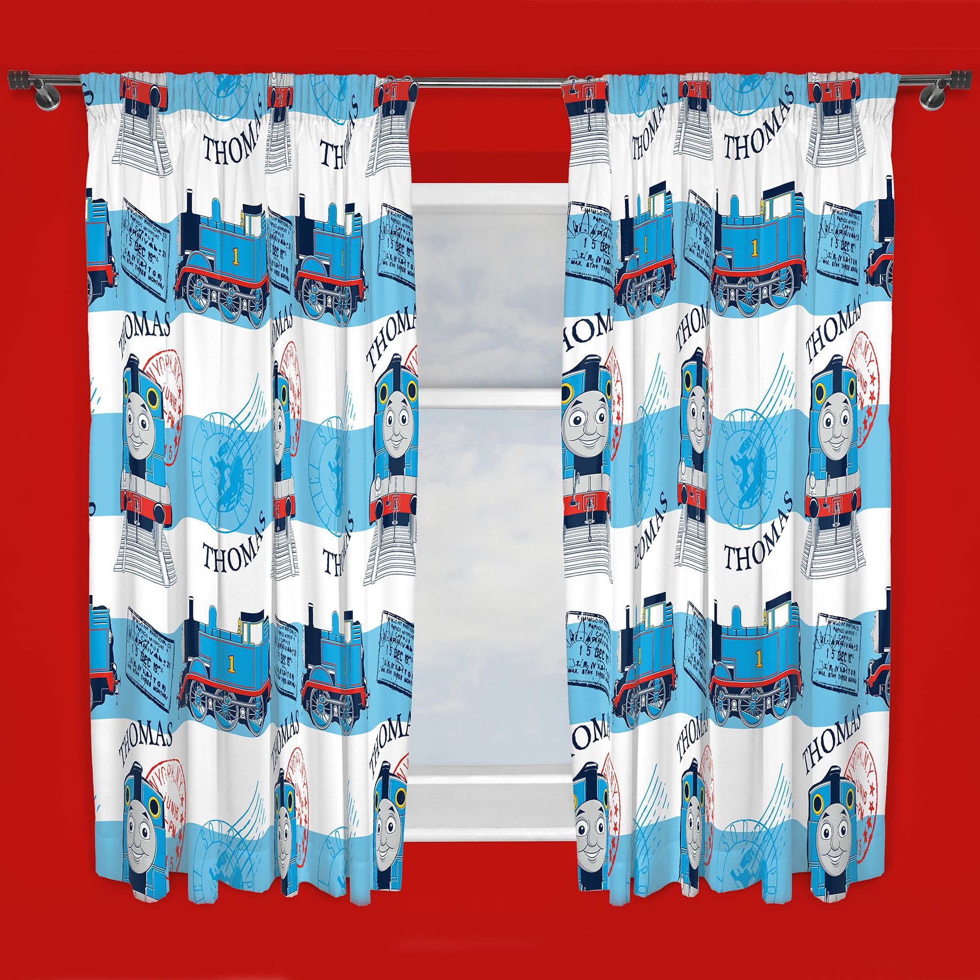 Thomas The Tank Engine Blue White Pencil Pleat Children S