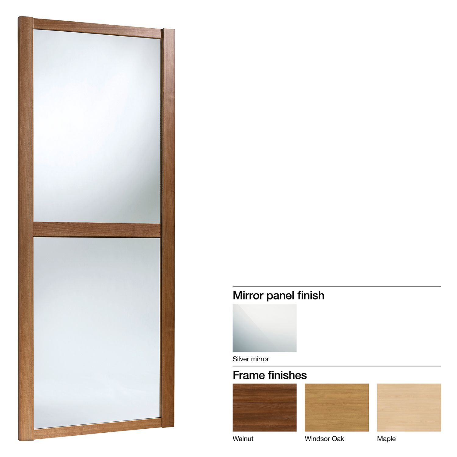 Made To Measure Shaker 2 Panel Mirror Sliding Wardrobe Door W