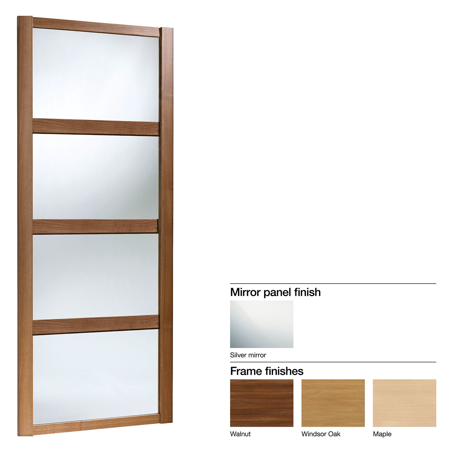 Made To Measure Shaker 4 Panel Mirror Sliding Wardrobe Door W 550