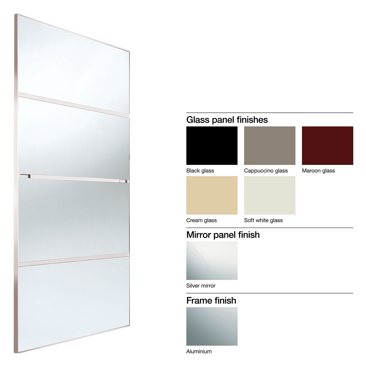 Made To Measure Minimalist 4 Panel Glass Mirror Sliding